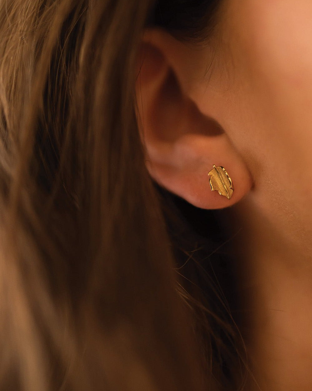 Gold Leaf Stud Earrings - Earrings - Elk & Bloom