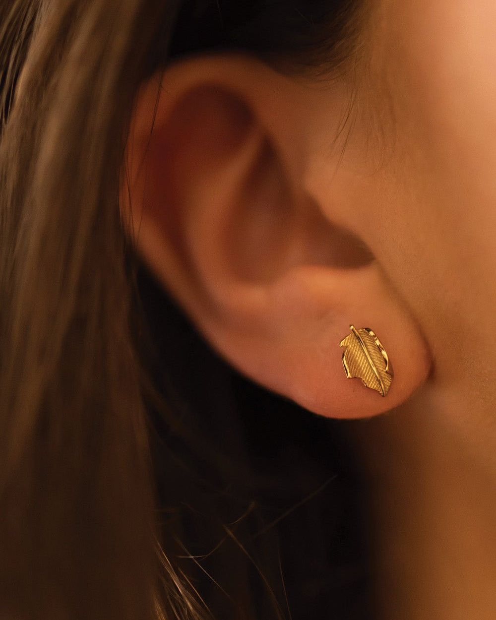 Gold Leaf Stud Earrings - Earrings - Elk & Bloom