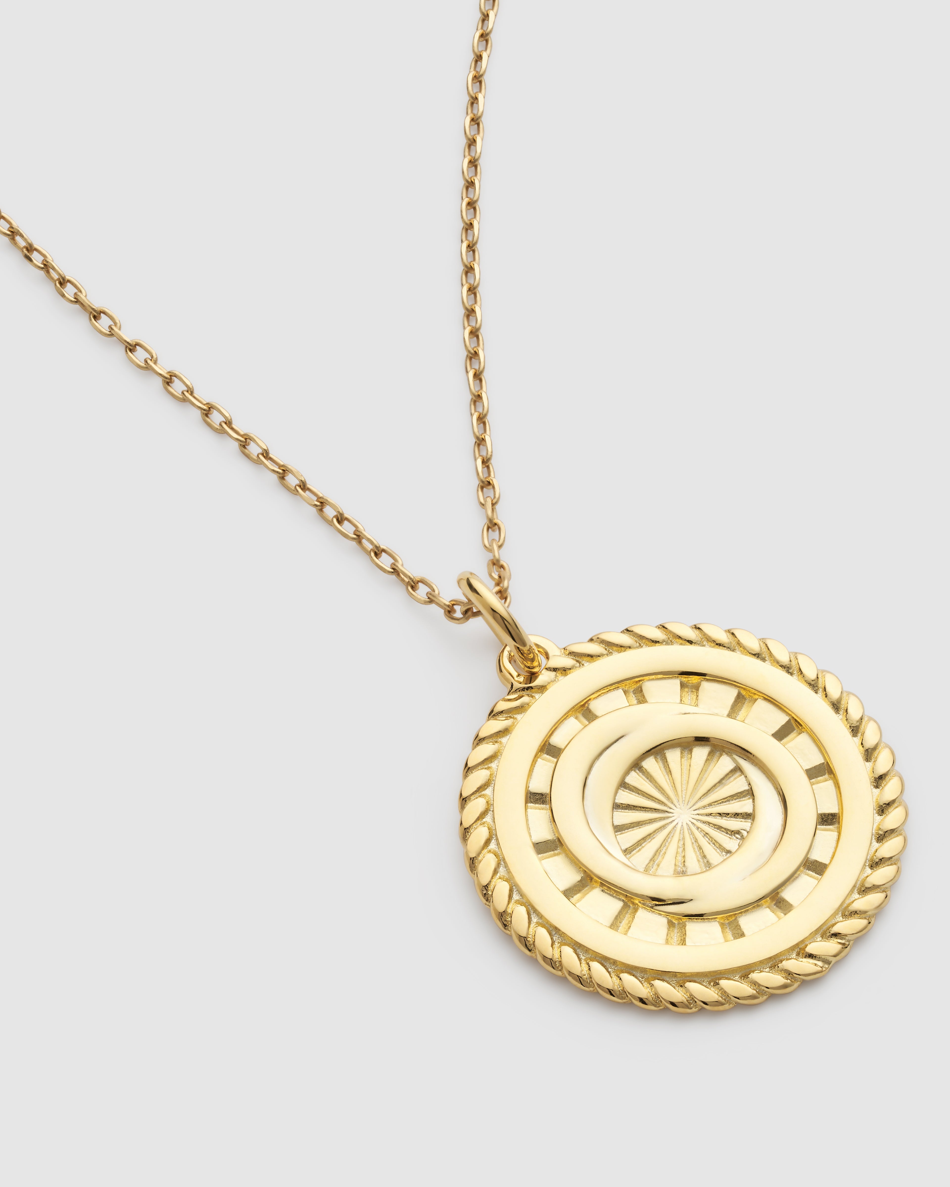 Gold Sunburst Interlocking Circles Medallion Necklace - Necklaces - Elk & Bloom