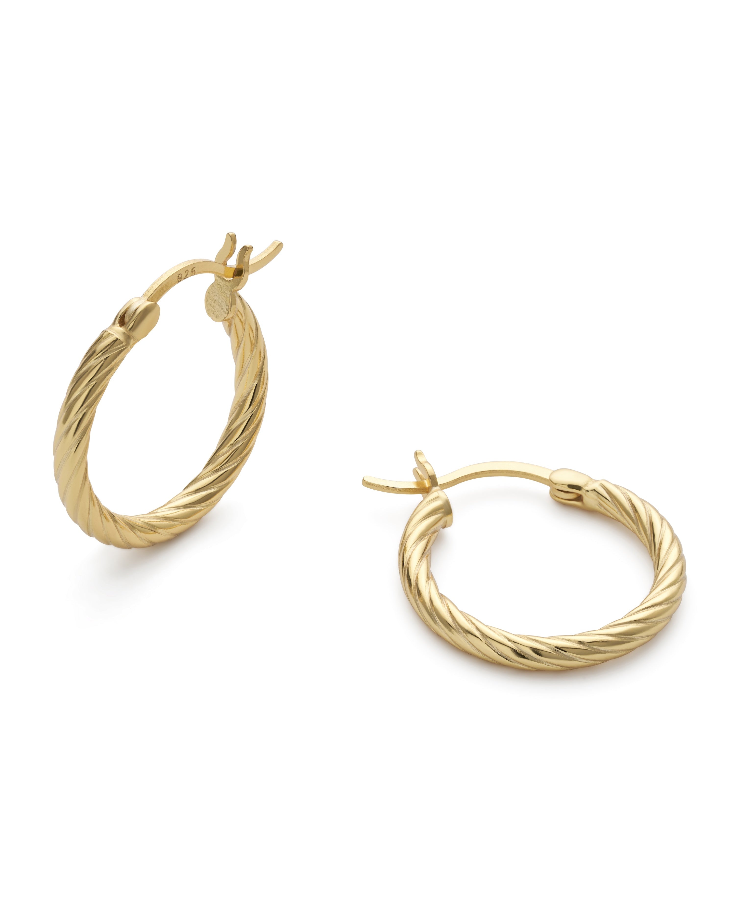 Large Gold Twist Huggie Hoop Earrings - Earrings - Elk & Bloom