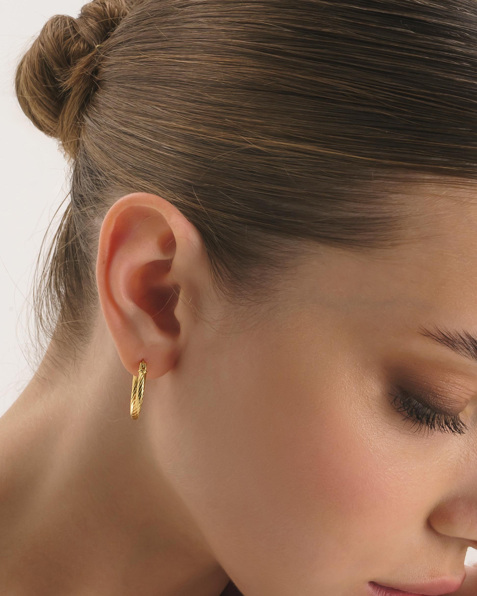 Small Gold Twist Huggie Hoop Earrings - Earrings - Elk & Bloom