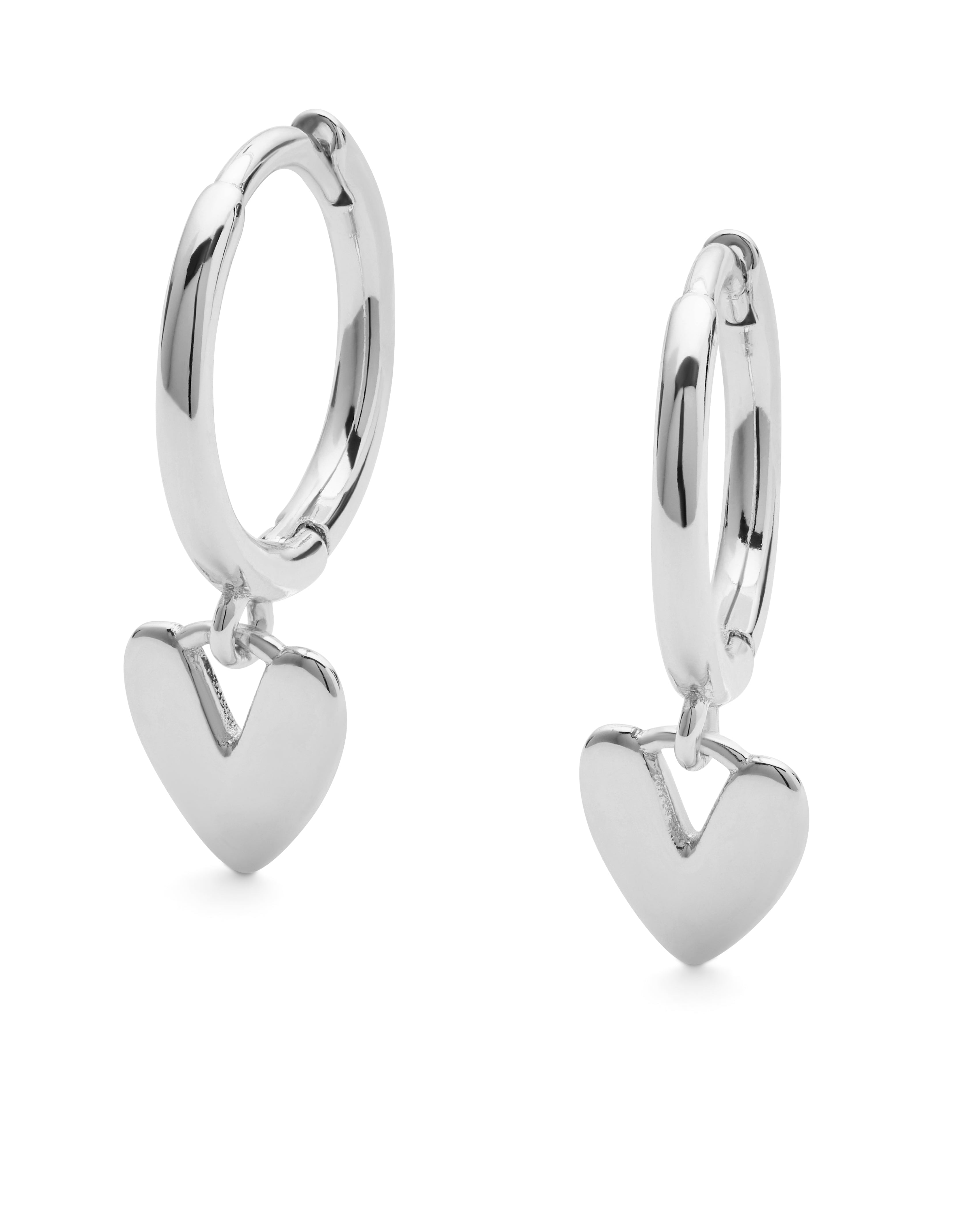 Sterling Silver Love Heart Hoop Earrings - Earrings - Elk & Bloom