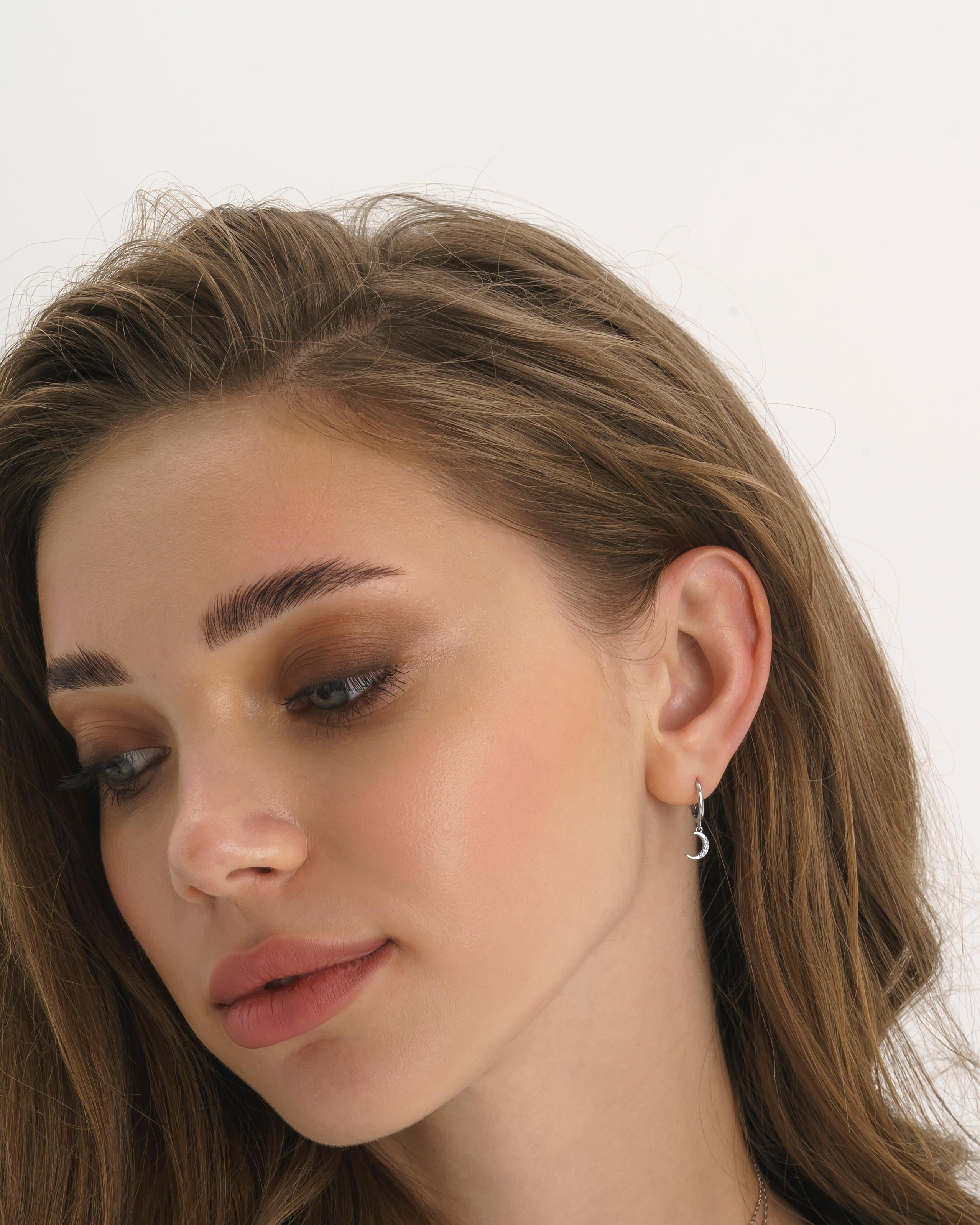 Sterling Silver Star and Crescent Moon Earrings - Earrings - Elk & Bloom