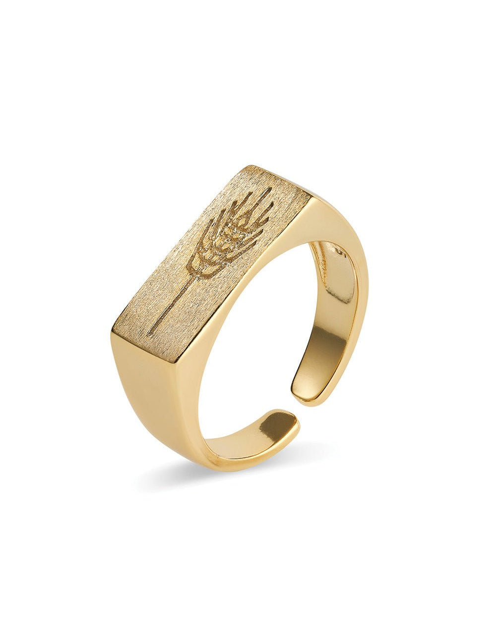 Thick 18K Gold Wheat Signet Ring - Rings - Elk & Bloom