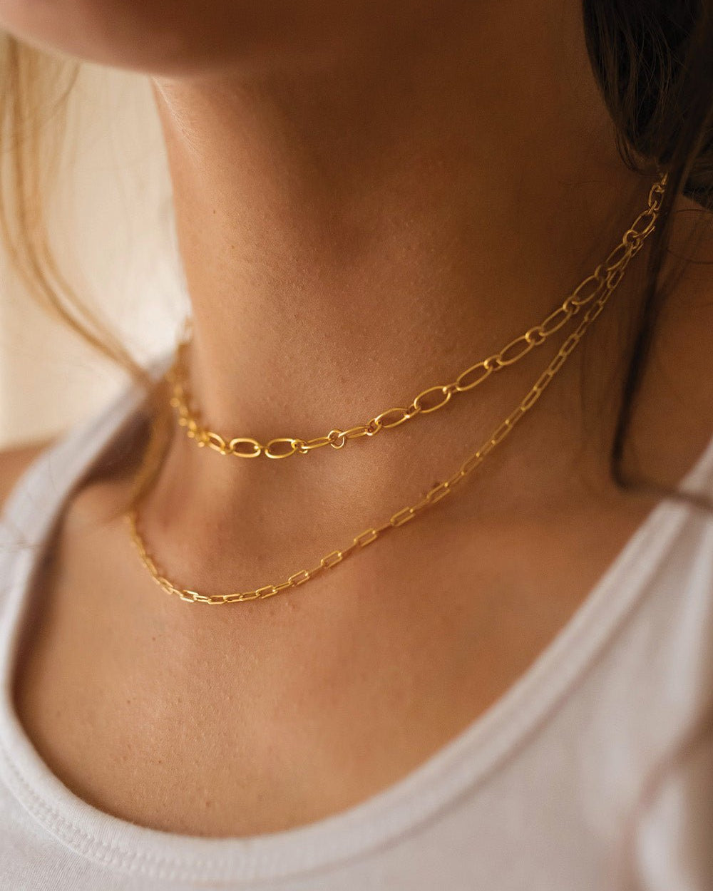 Thin Paperclip 18K Gold Chain Necklace - Necklaces - Elk & Bloom