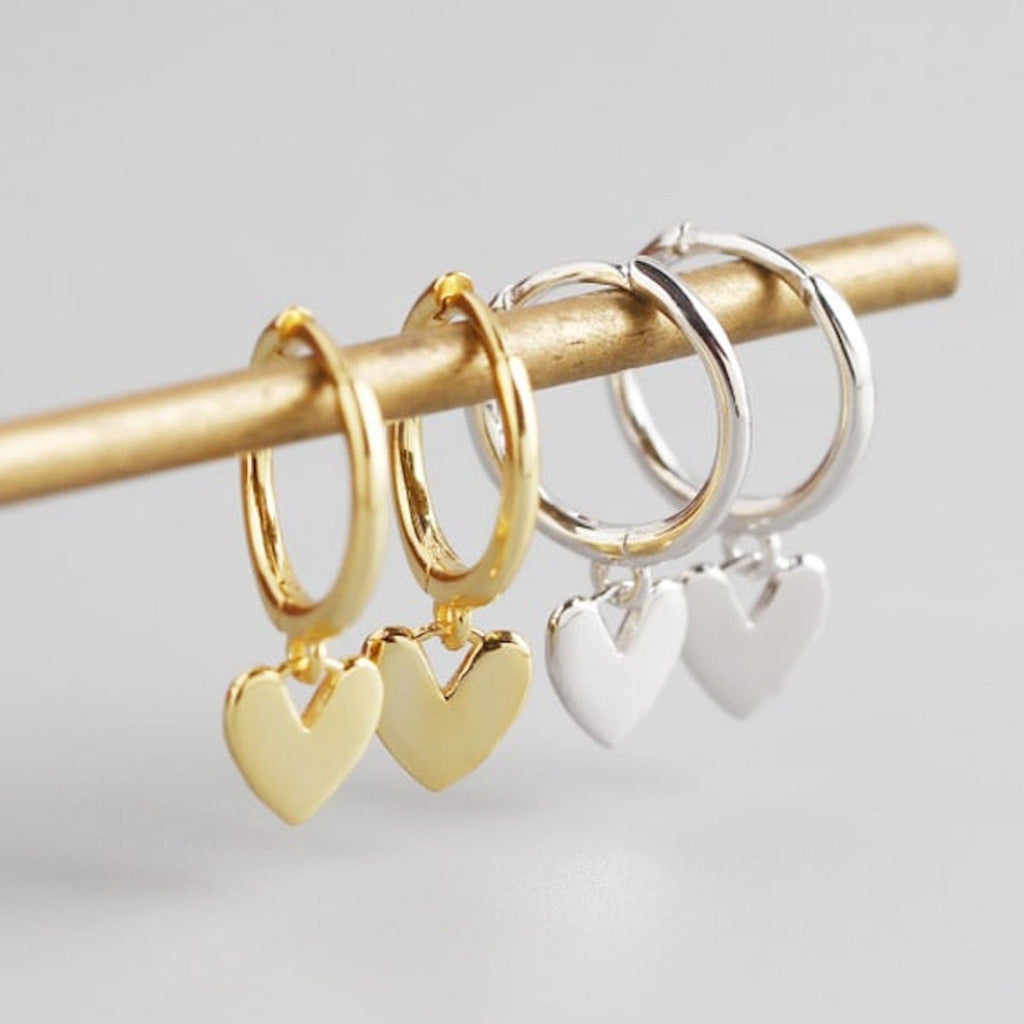 14k Gold Love Heart Hoop Earrings - Earrings - Elk & Bloom