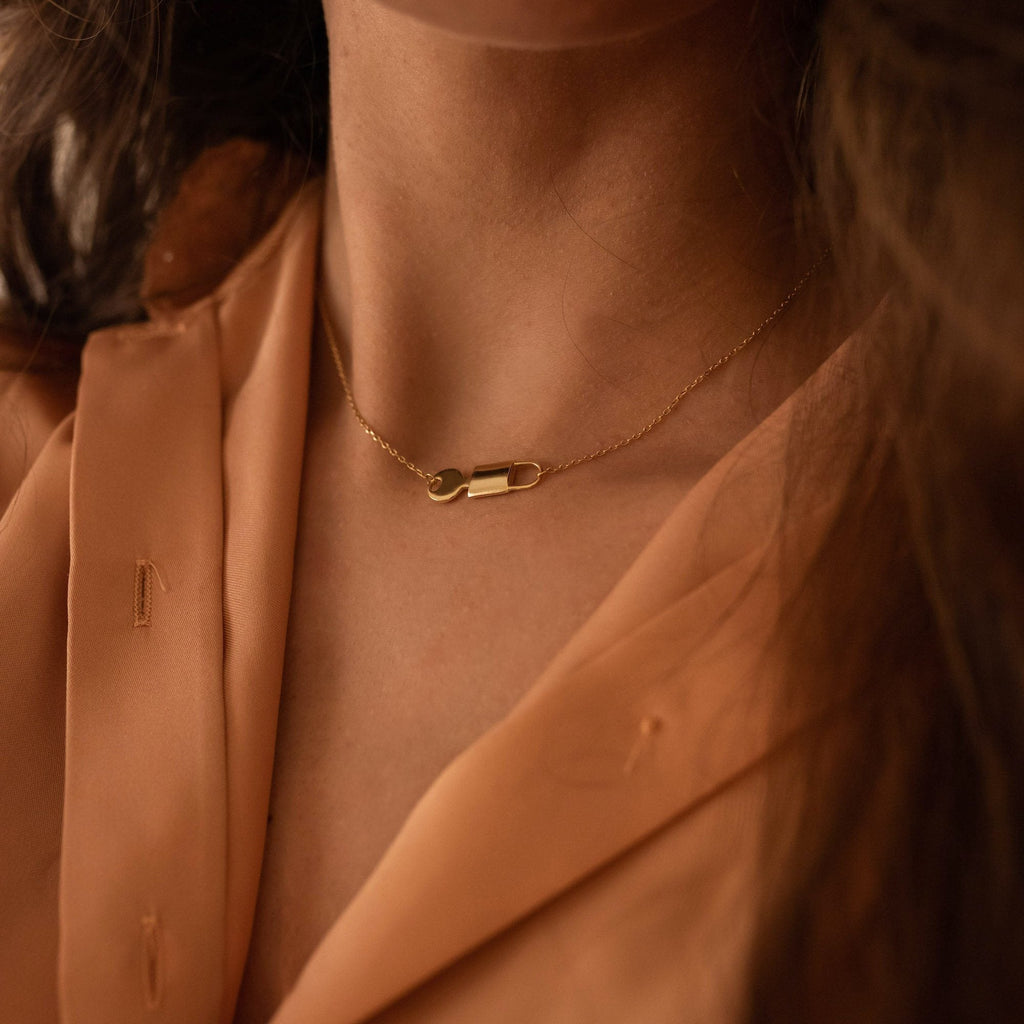 14K Gold Plated Silver Lock & Key Necklace - Necklaces - Elk & Bloom