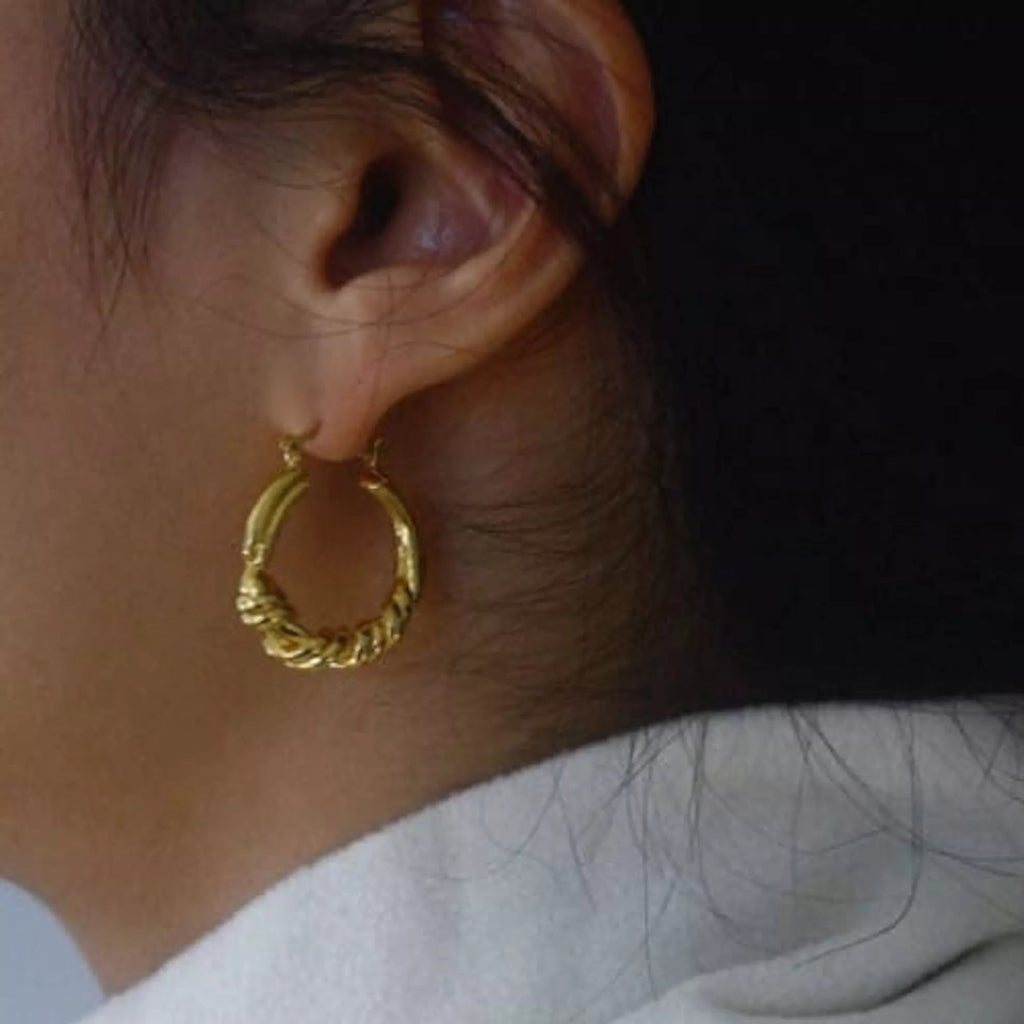 Chunky 14K Gold Twisted Hoop Earrings - Earrings - Elk & Bloom