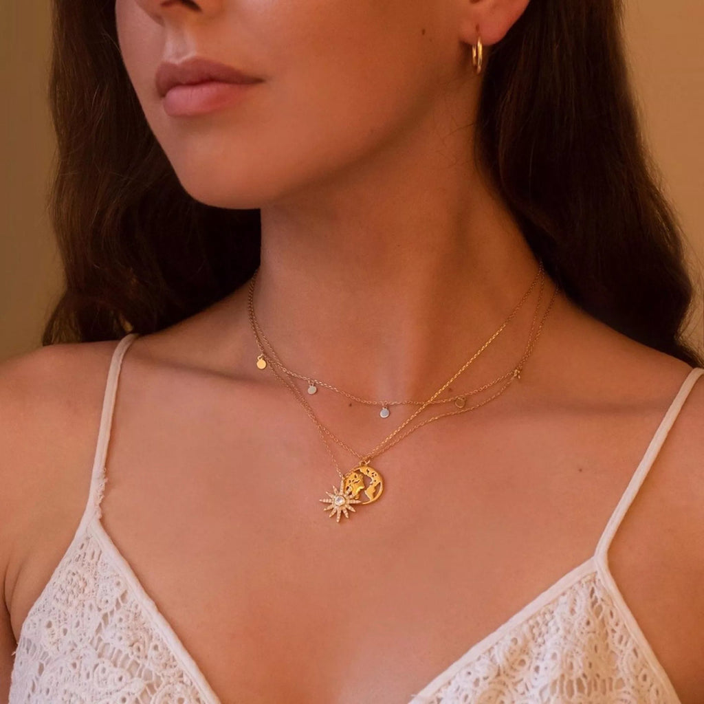 Chunky 18K Gold Globe Earth Necklace - Necklaces - Elk & Bloom