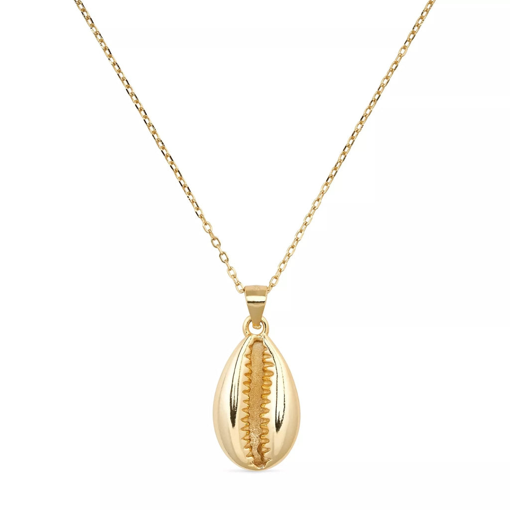 Dainty 14K Gold Cowrie Shell Clam Necklace - Necklaces - Elk & Bloom