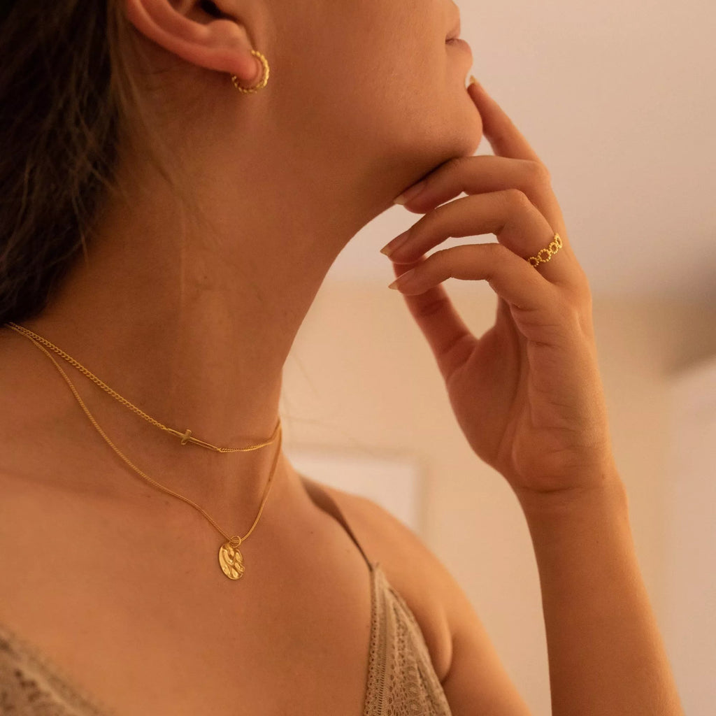 Dainty 14K Gold Cross Choker Necklace - Necklaces - Elk & Bloom