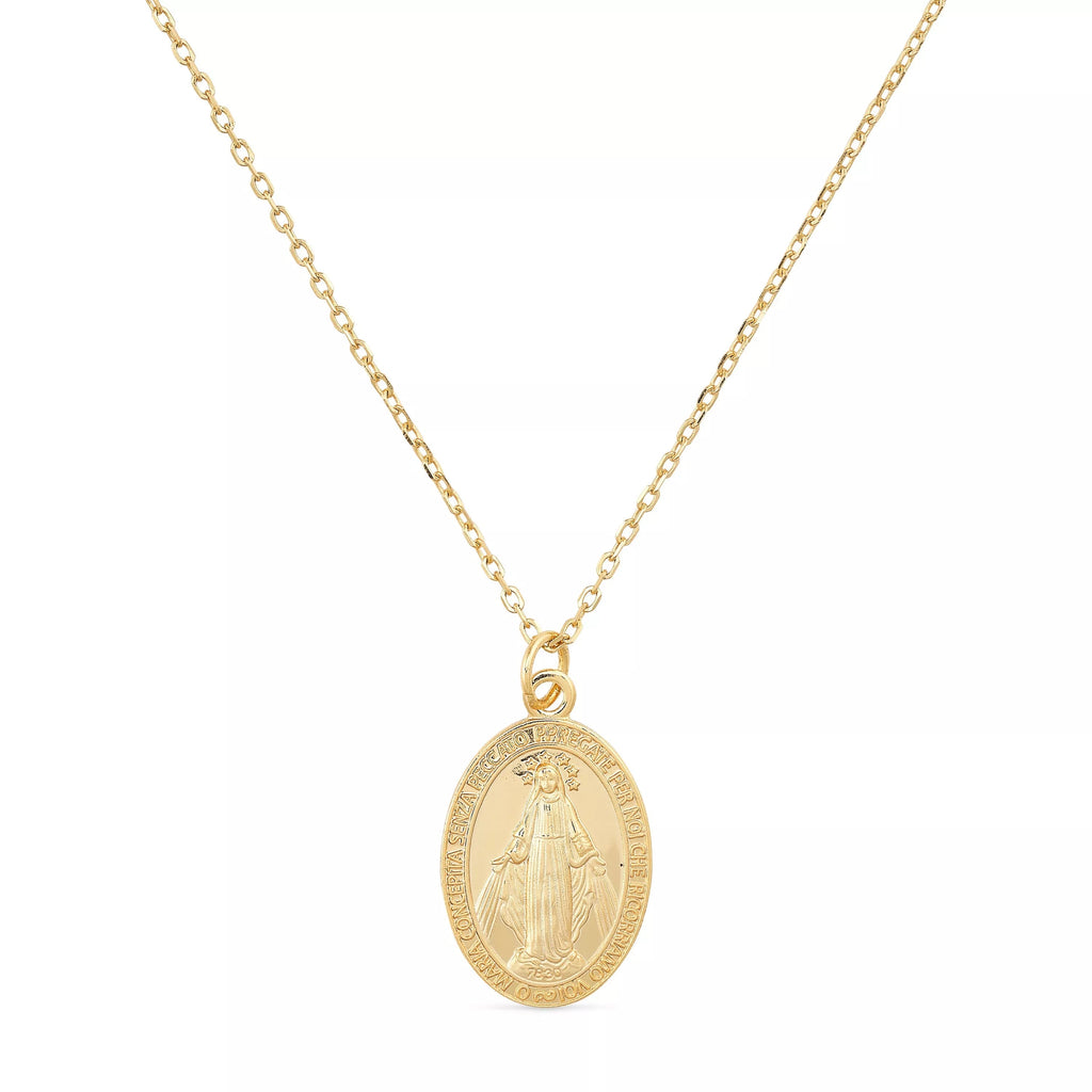 Dainty Sterling Silver Virgin Mary Miraculous Medal Choker Necklace - Necklaces - Elk & Bloom