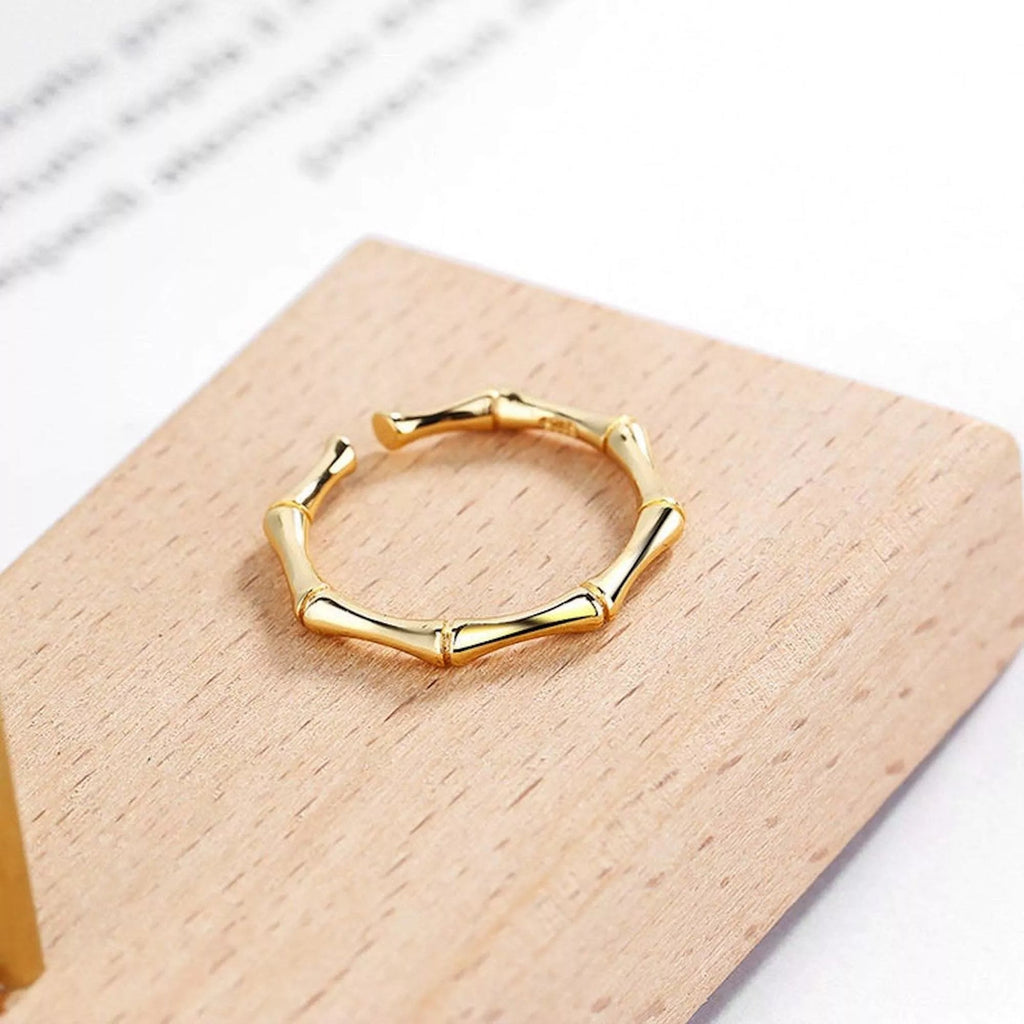 Gold Band Bamboo Stackable Ring - Rings - Elk & Bloom