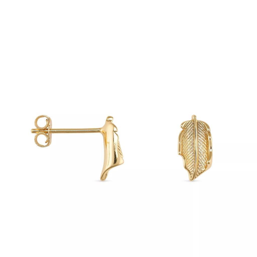 Gold Leaf Stud Earrings - Earrings - Elk & Bloom