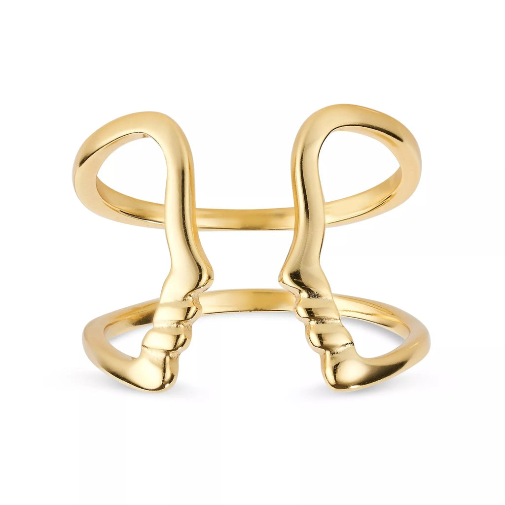 Thick 18K Gold Statement Face Ring - Rings - Elk & Bloom