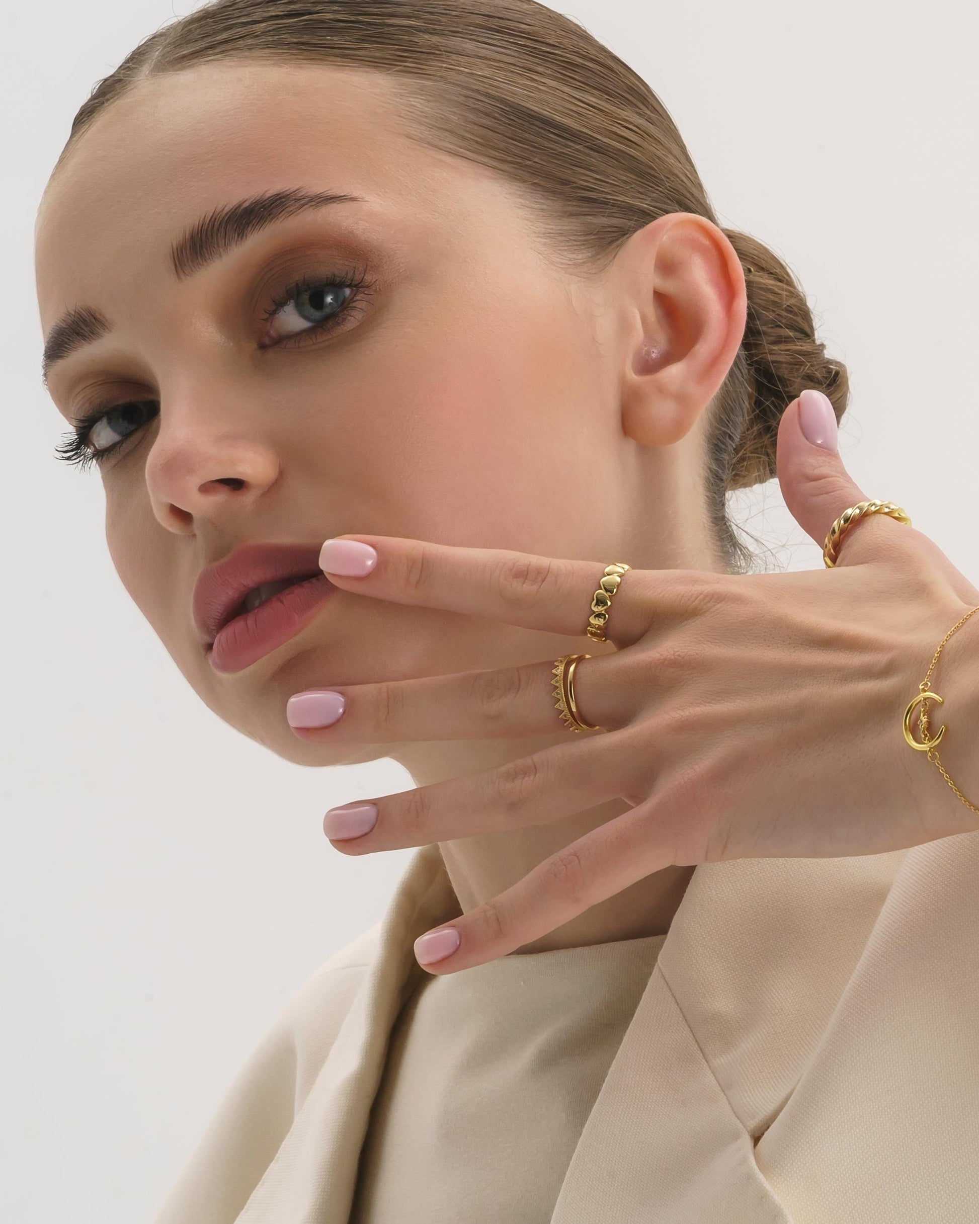 14K Dainty Gold Crown Stacking Ring - Rings - Elk & Bloom