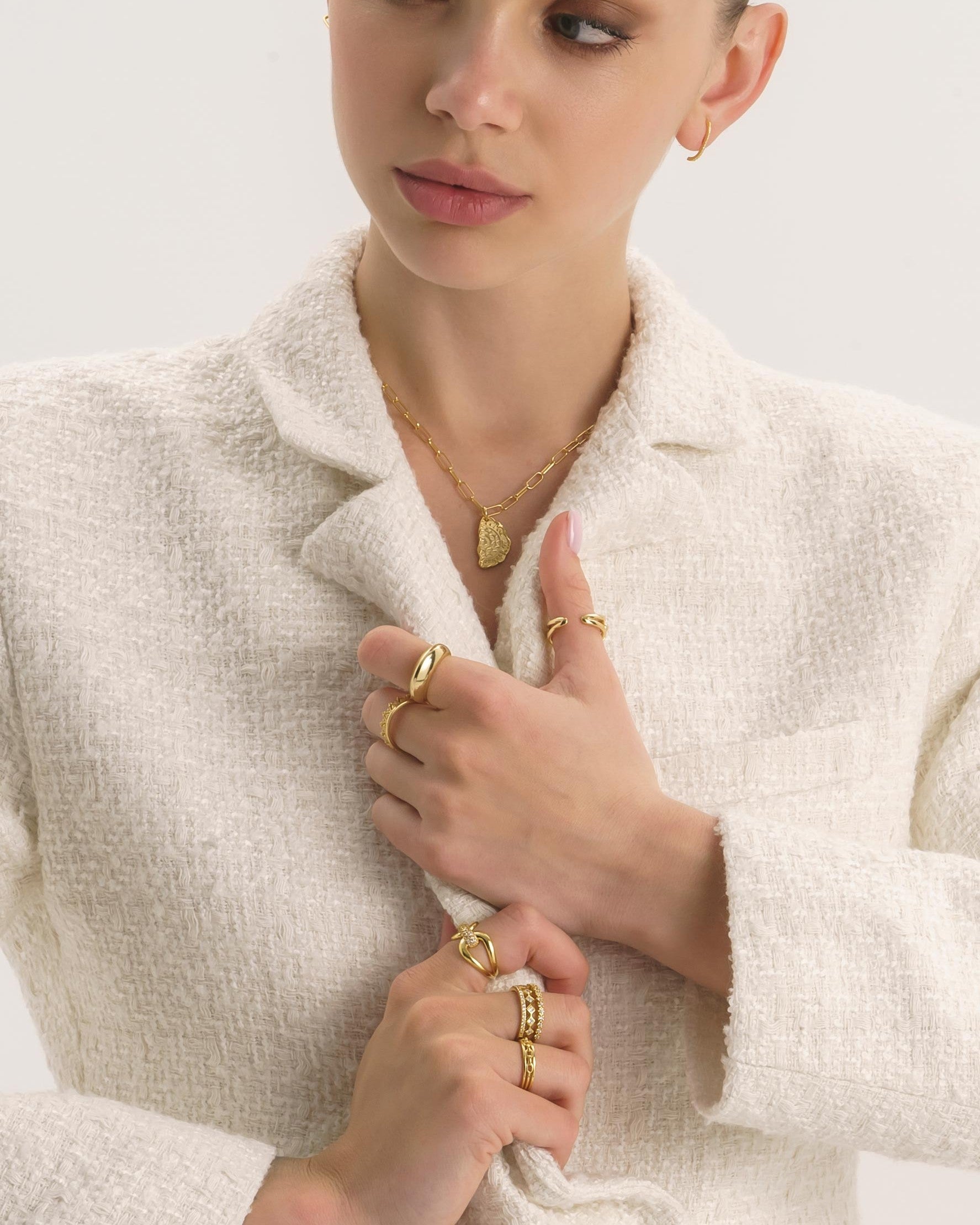 14K Gold Chain Link Stacking Ring - Rings - Elk & Bloom