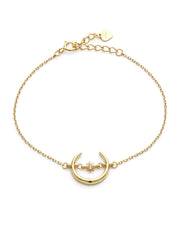 14k Gold Crescent Moon and Star Bracelet - Bracelets - Elk & Bloom