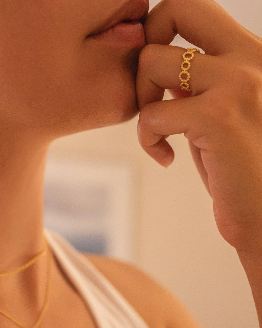 14K Gold Loop Link Stacking Ring - Rings - Elk & Bloom