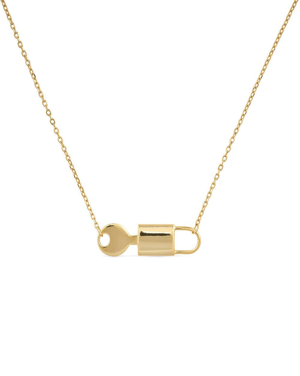 14K Gold Plated Silver Lock & Key Necklace - Necklaces - Elk & Bloom