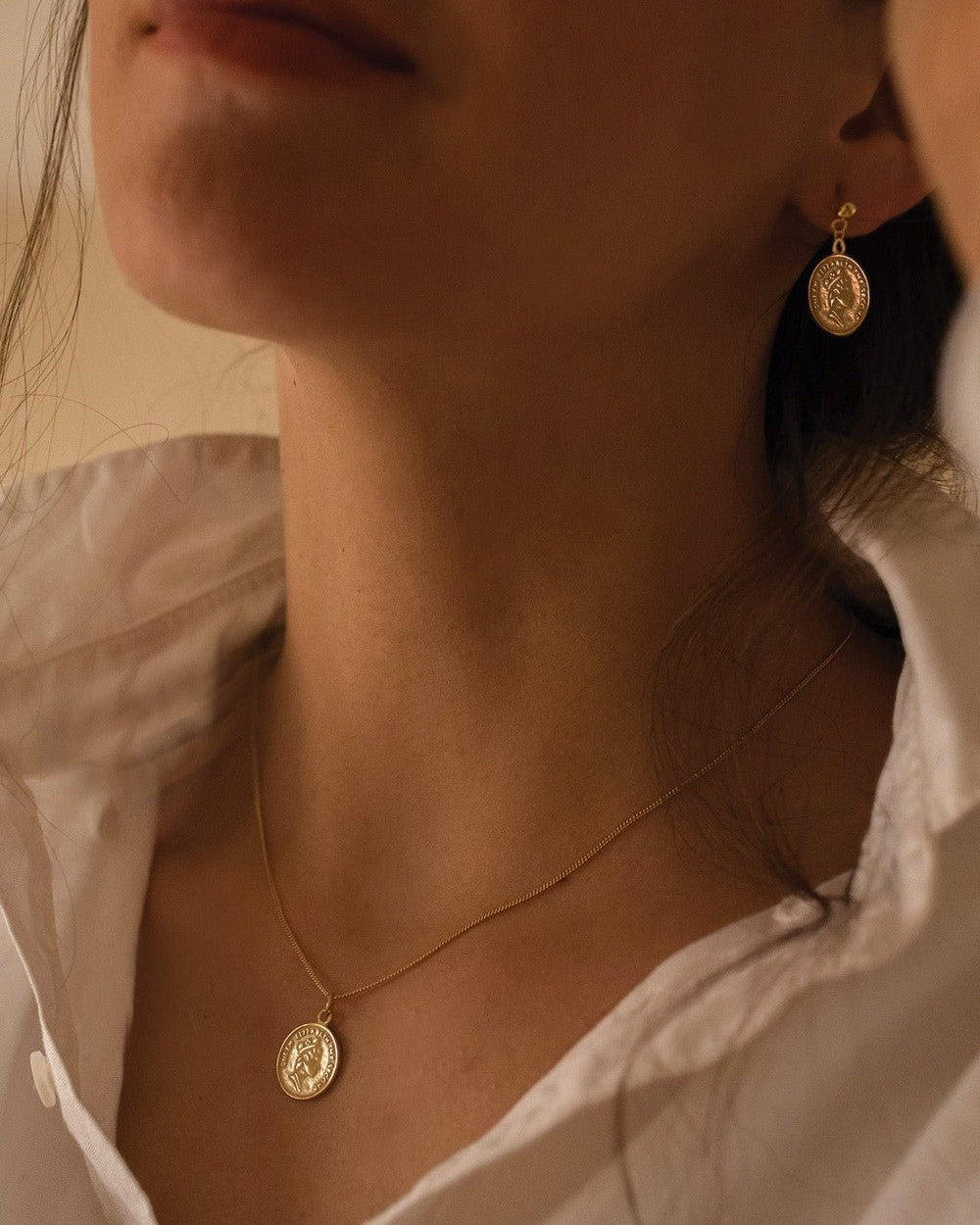 18K Gold Plated Silver Coin Stud Earrings - Earrings - Elk & Bloom
