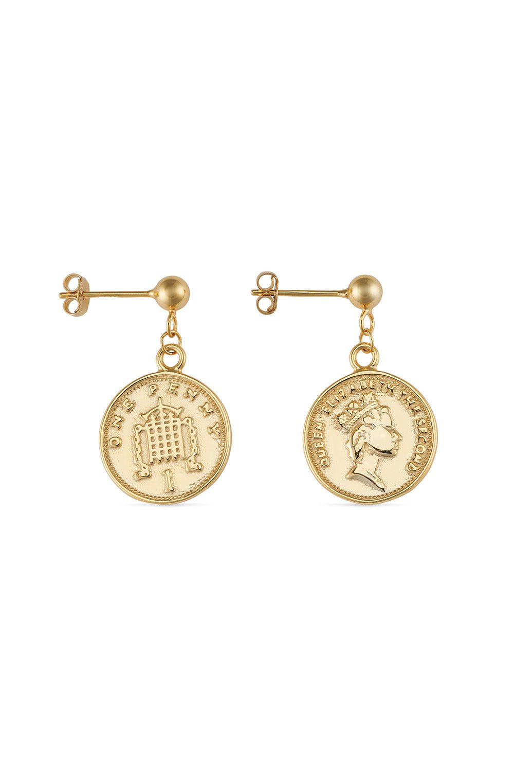 18K Gold Plated Silver Coin Stud Earrings - Earrings - Elk & Bloom