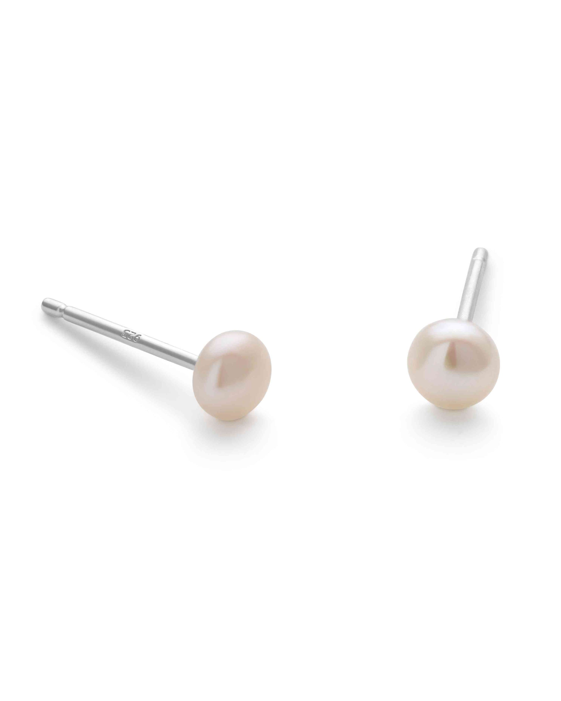 4.5mm Small Silver Real Pearl Stud Earrings - Earrings - Elk & Bloom