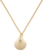Large Dainty 18K Gold Shell Clam Necklace