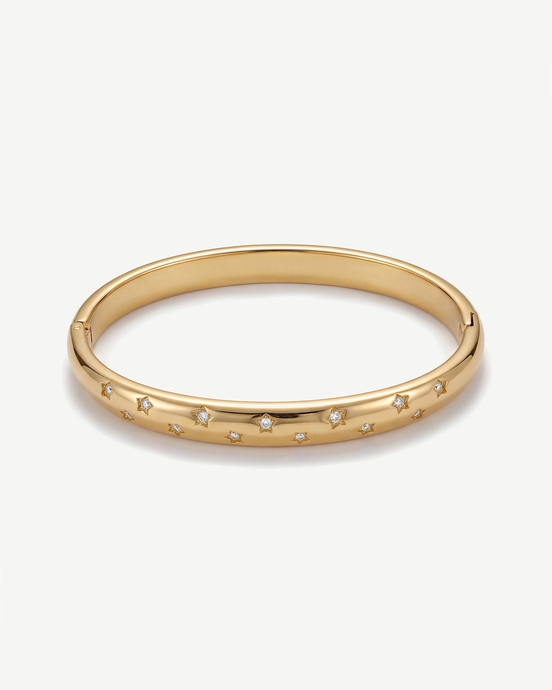 Chunky Gemstone Starlight 14K Gold Bangle