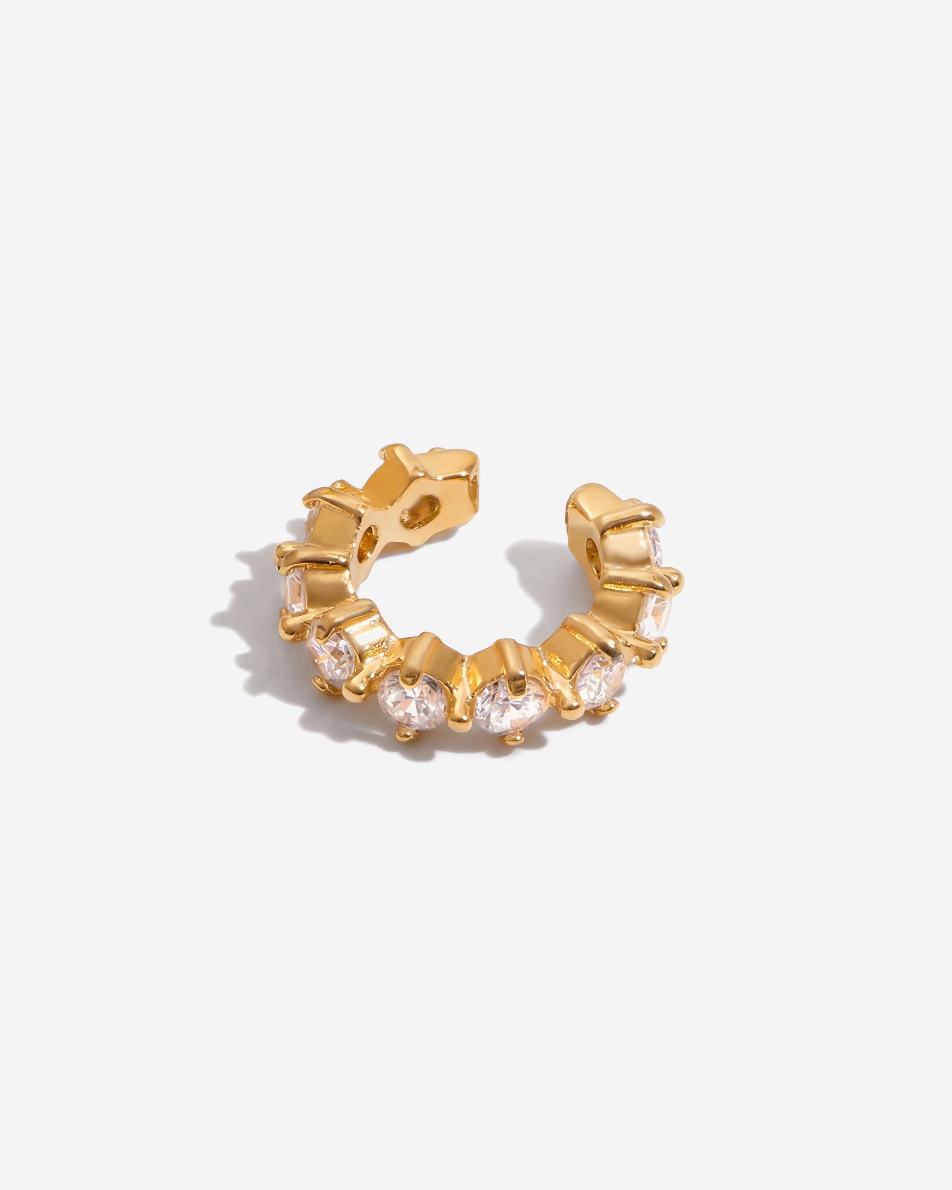 Dainty 14k Gold Solitaire Tennis Hoop Ear Cuff