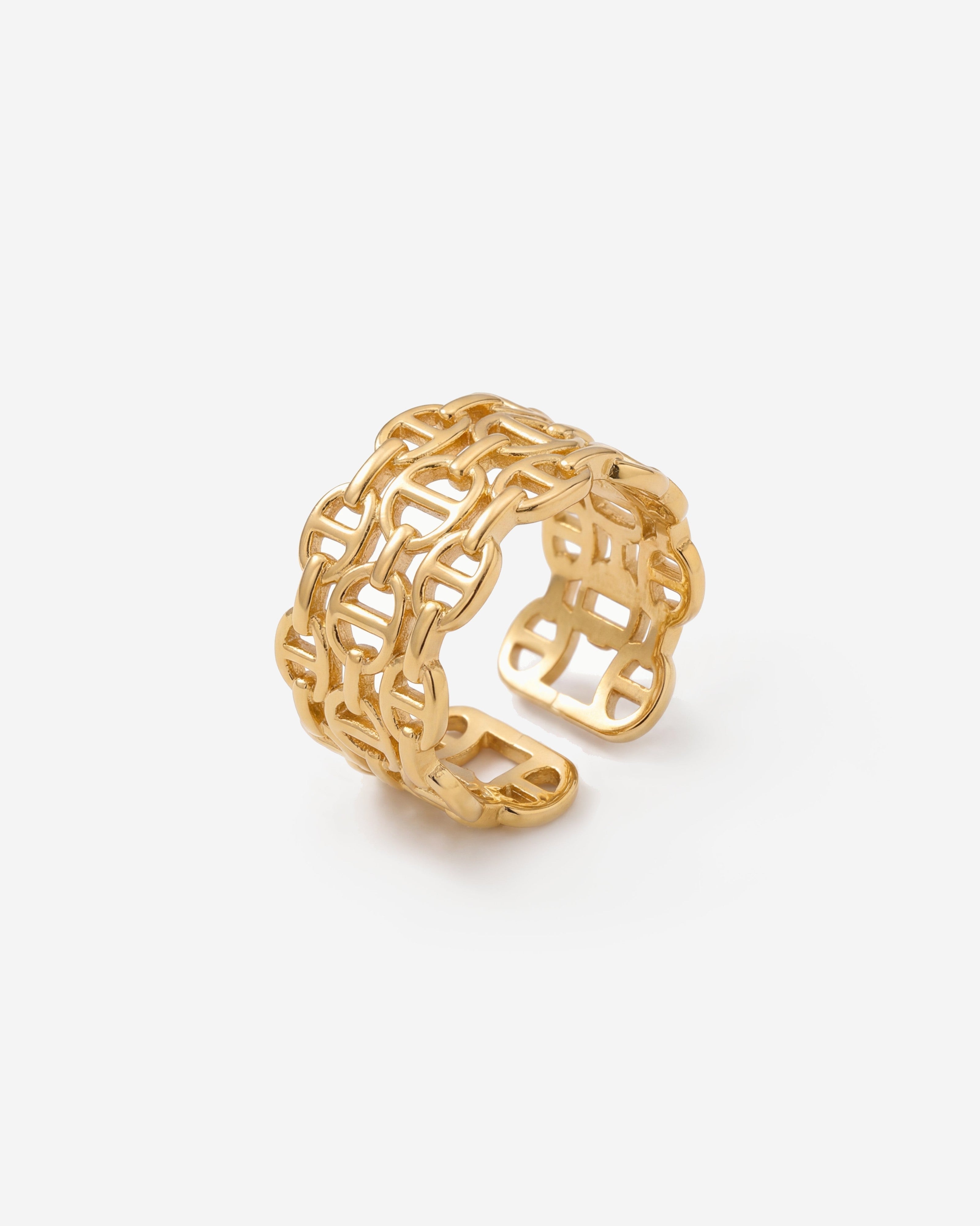 Chunky Intertwined Link Chain 14K Gold Ring