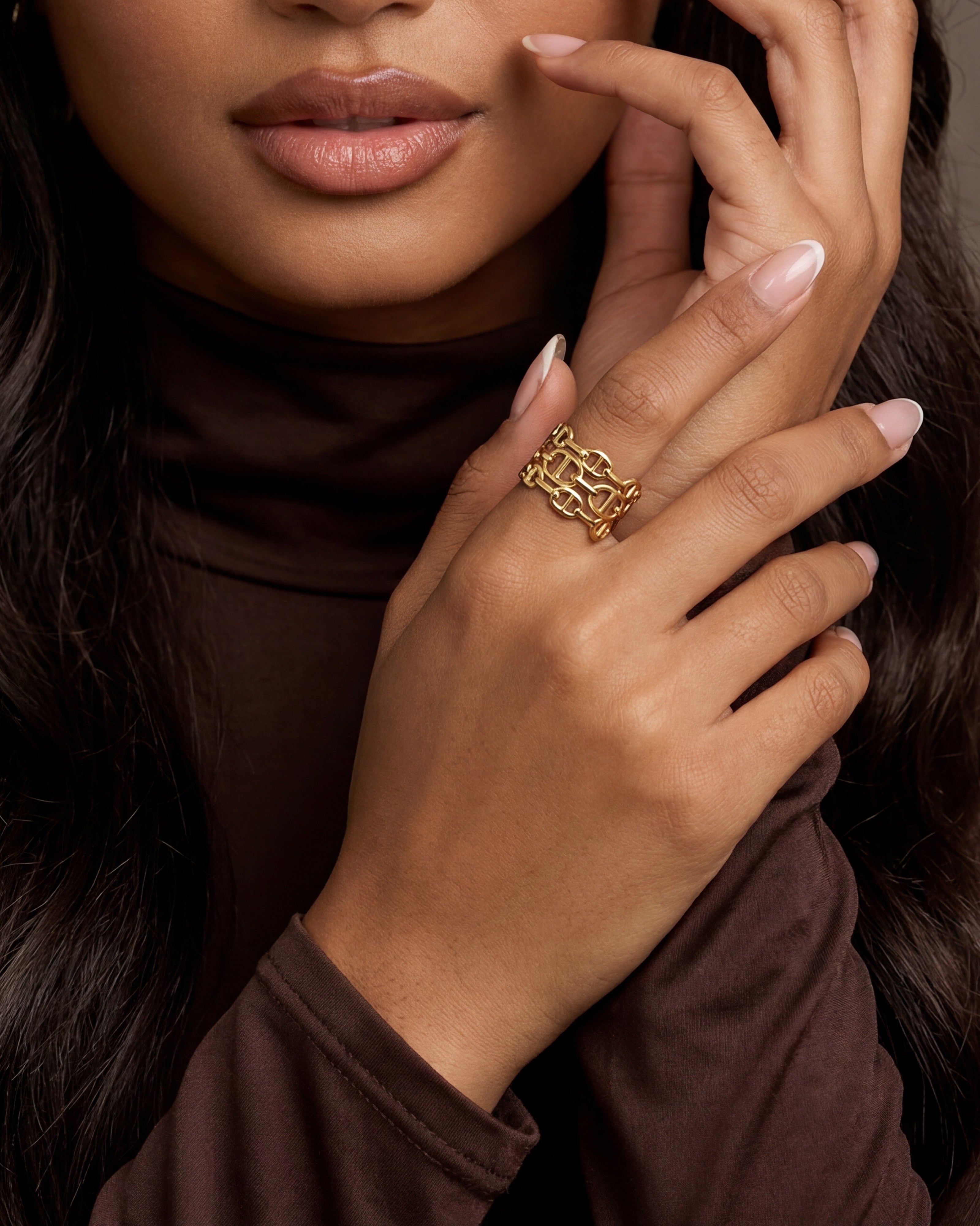 Chunky Intertwined Link Chain 14K Gold Ring