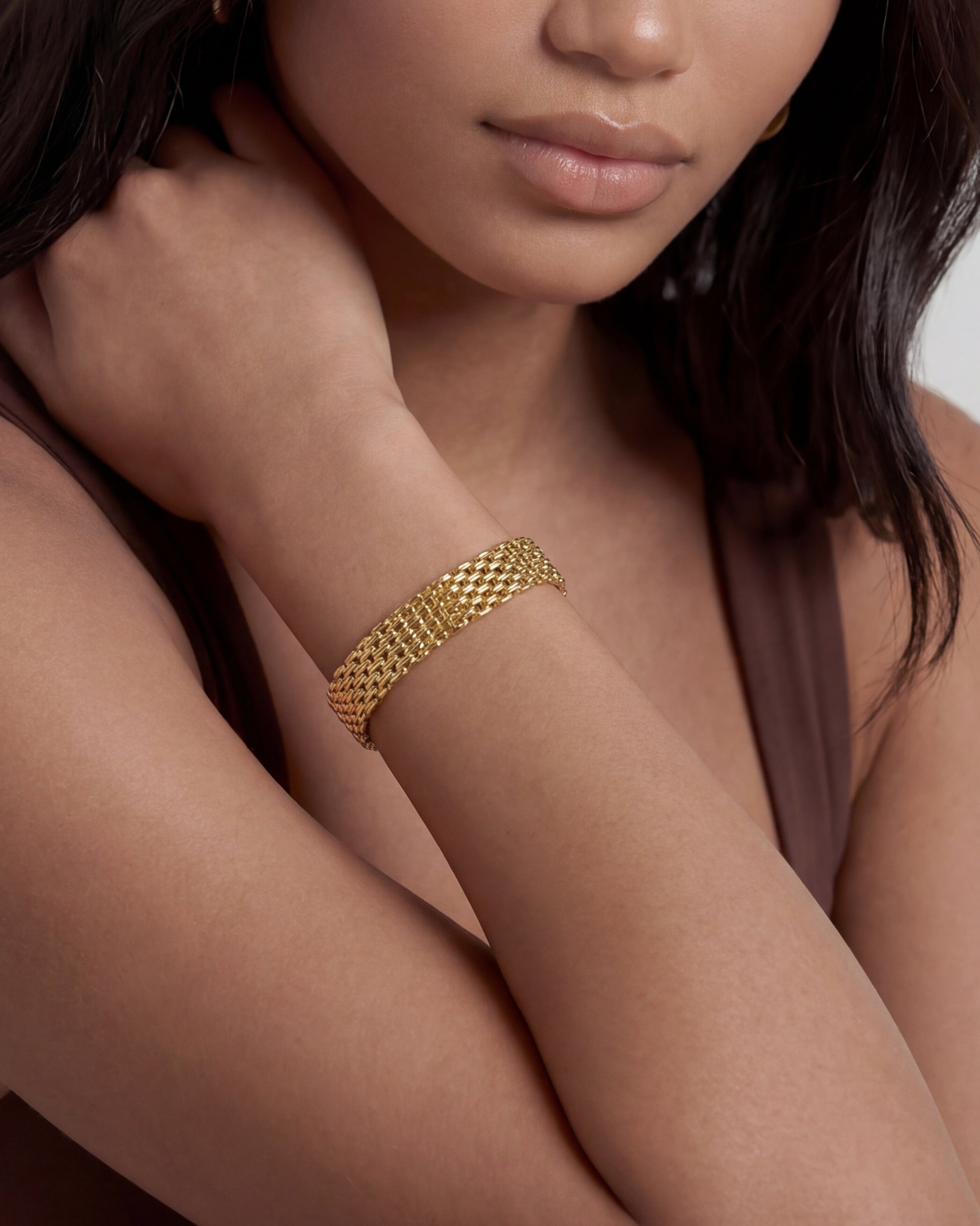 14K Gold Thin Watch Chain Link Bracelet