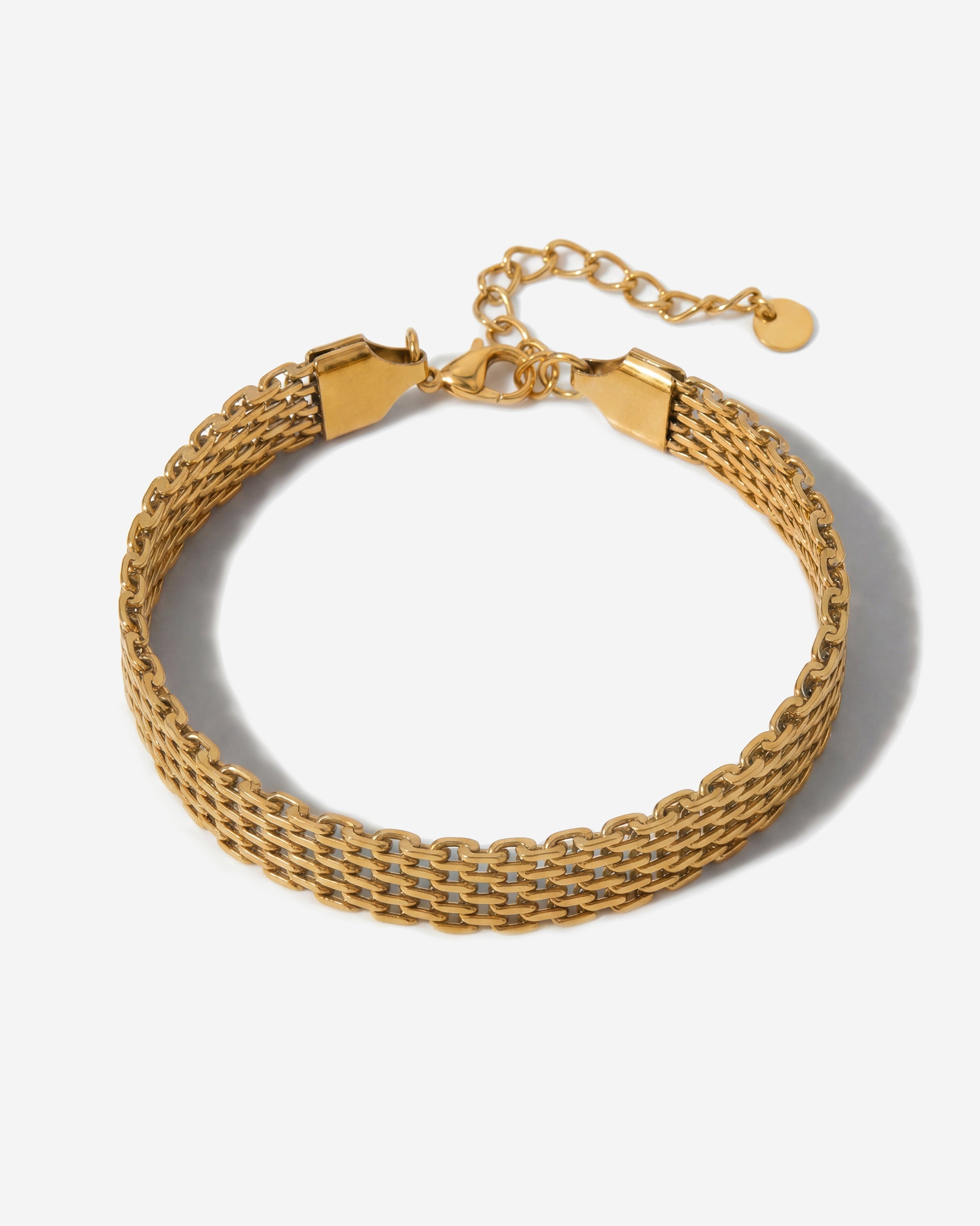 14K Gold Thin Watch Chain Link Bracelet