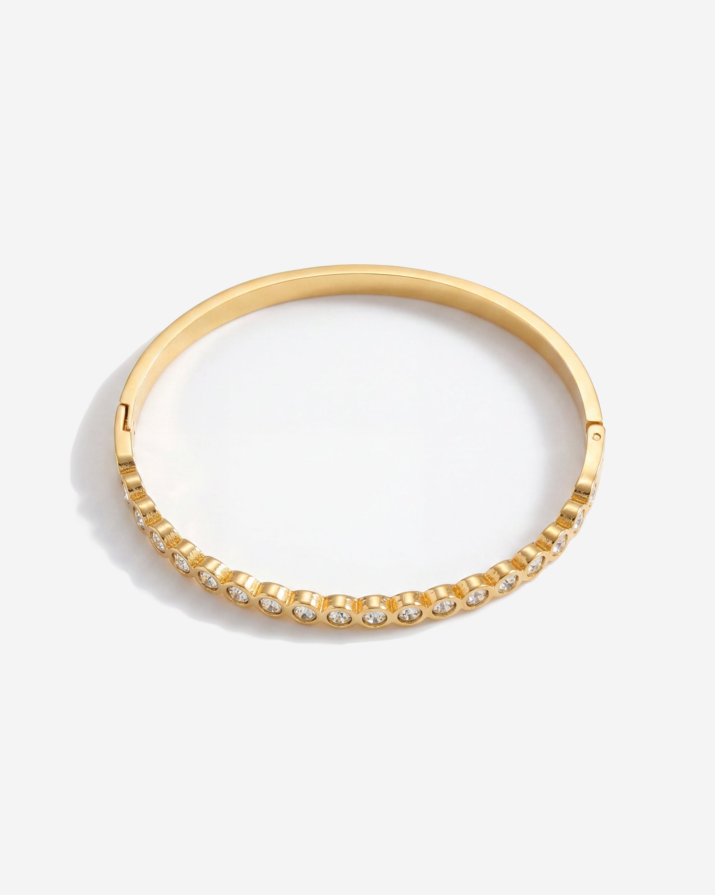 Chunky Solitaire Tennis 14K Gold Bangle