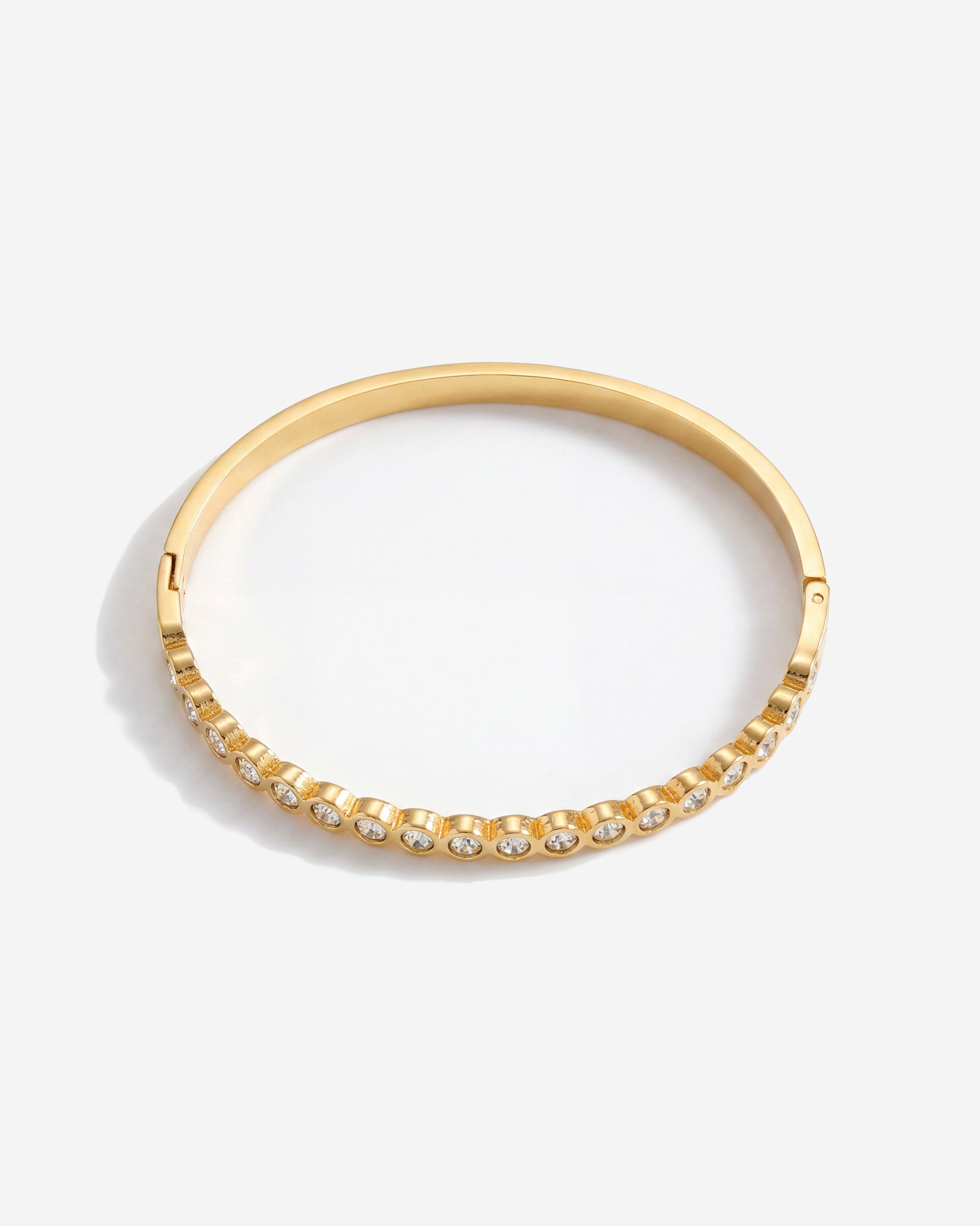 Chunky Solitaire Tennis 14K Gold Bangle
