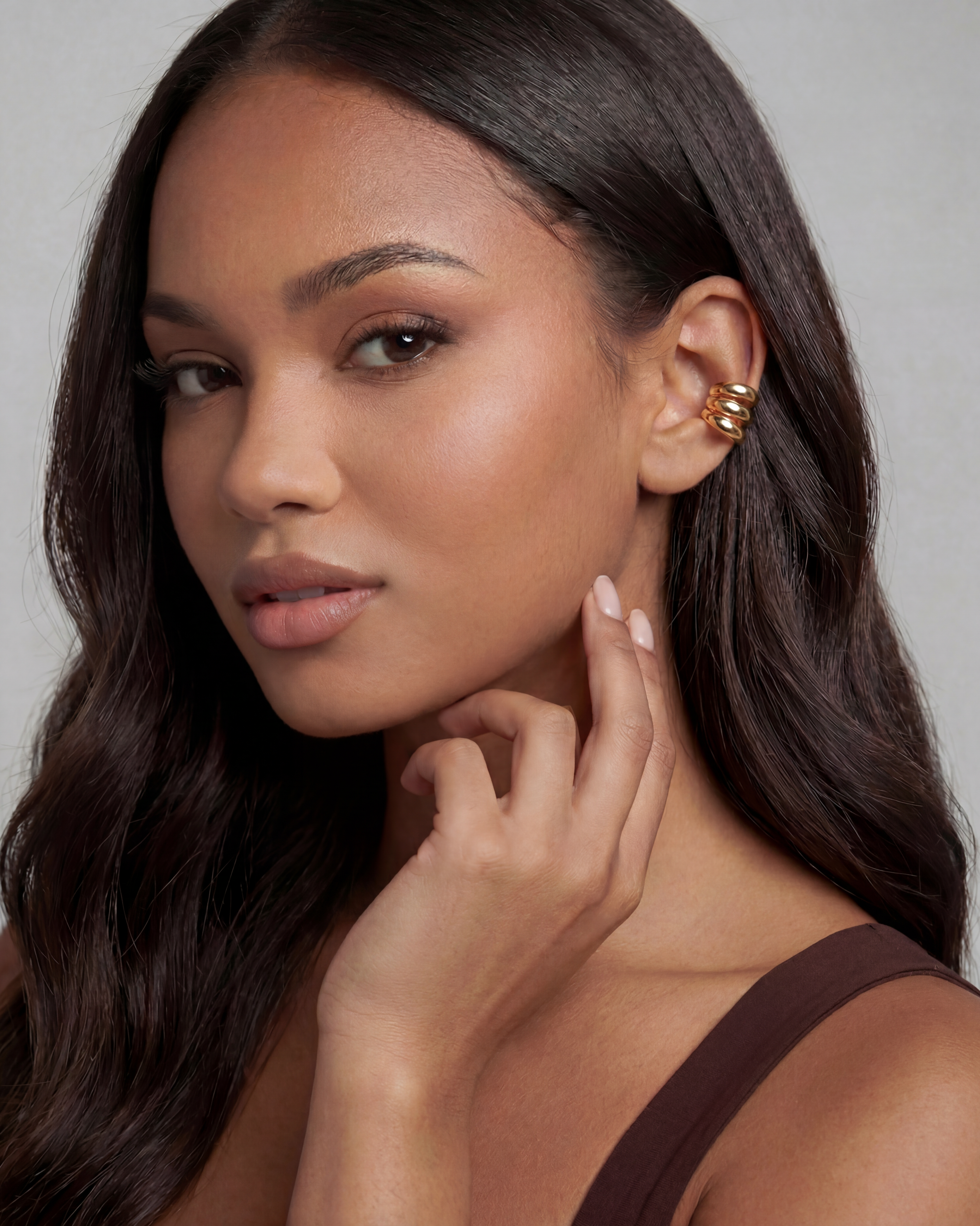 Triple Wrap 14k Gold Huggie Hoop Ear Cuff