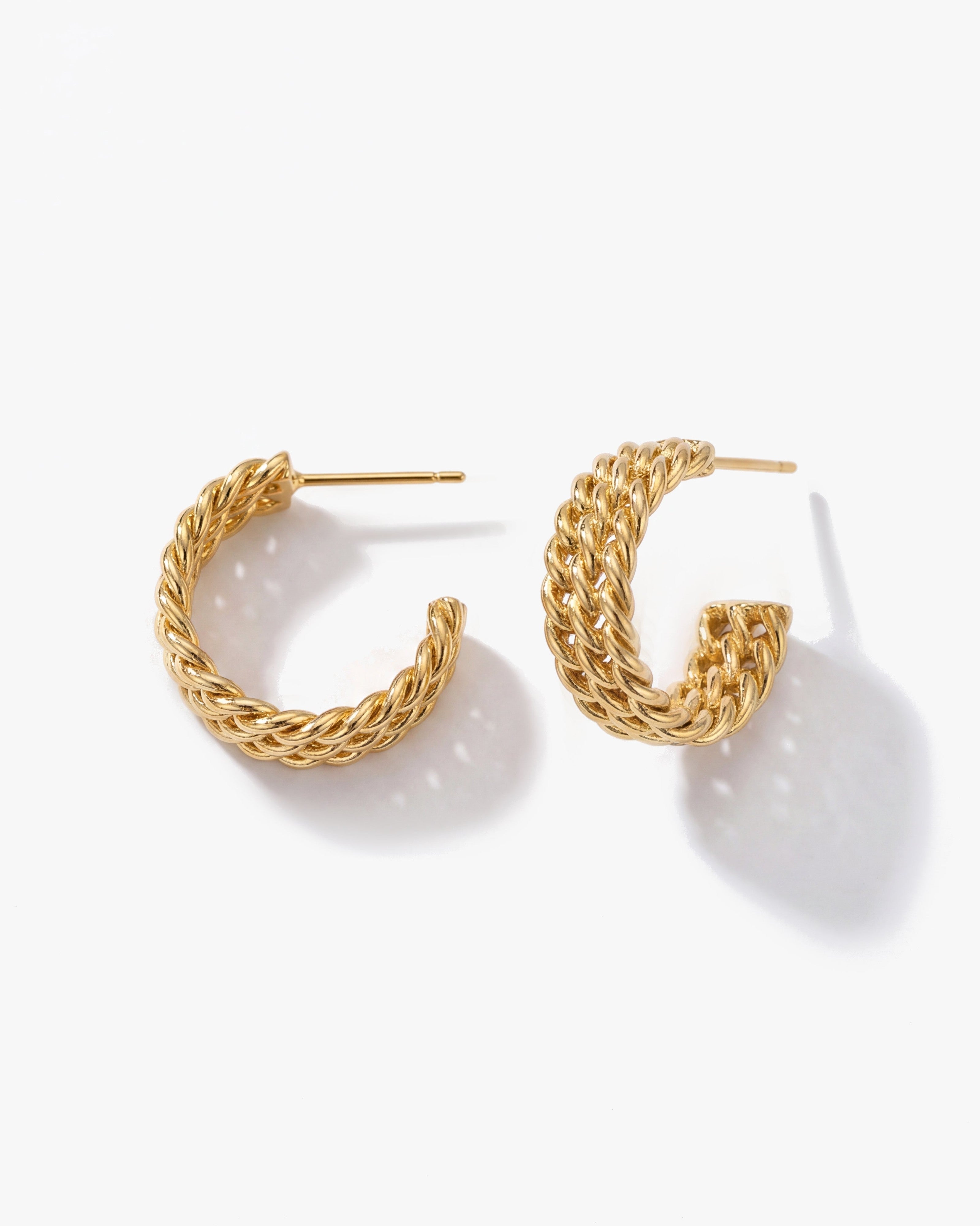 Triple Twisted C 14k Gold Huggie Hoops