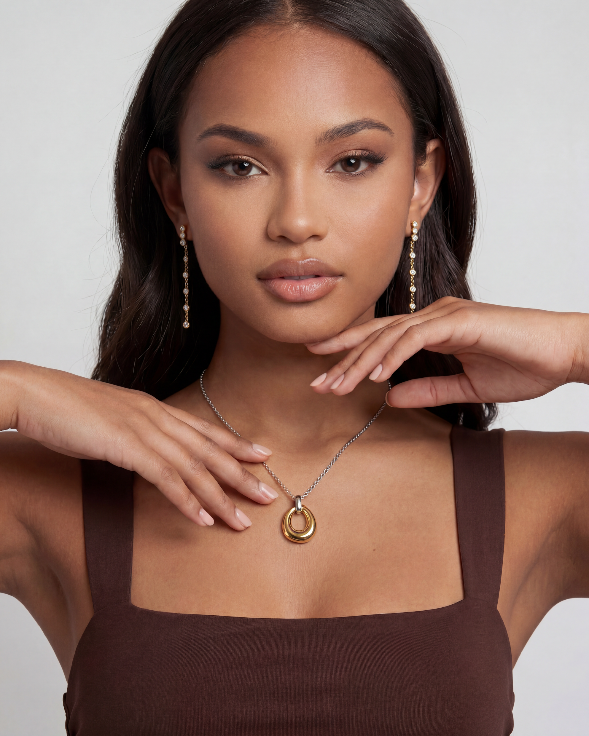 Twotone 14K Gold Karma Drop Pendant Necklace