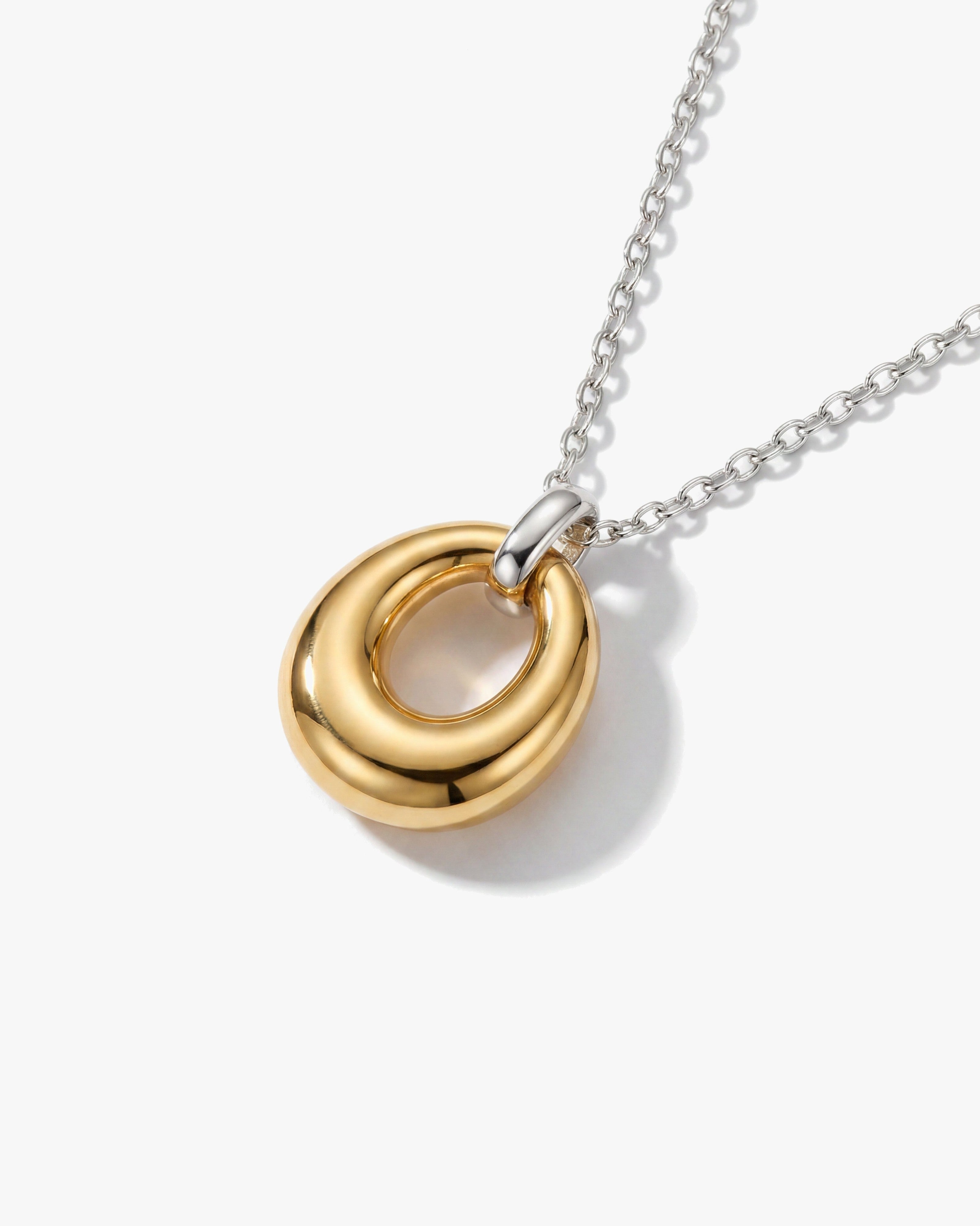 Twotone 14K Gold Karma Drop Pendant Necklace