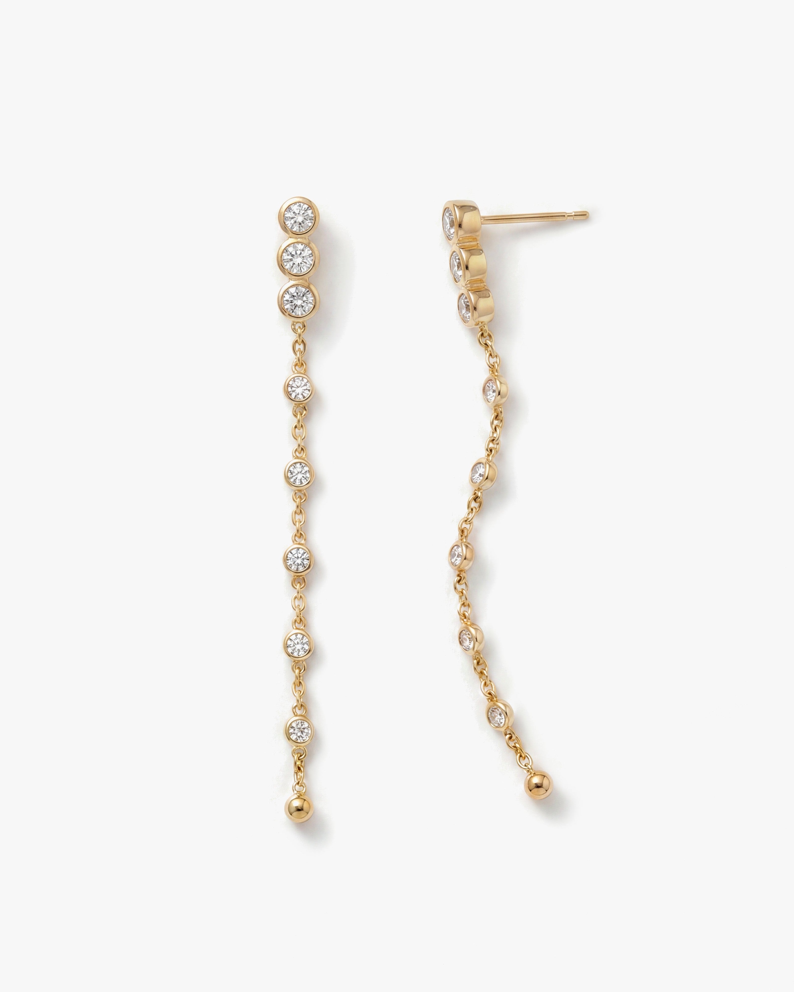 Solitaire 14K Gold Droplet Stud Earrings