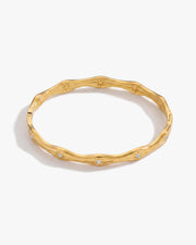 Chunky Wave Solitaire 14K Gold Bangle