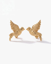 Dainty 14K Gold Love Birds Stud Earrings