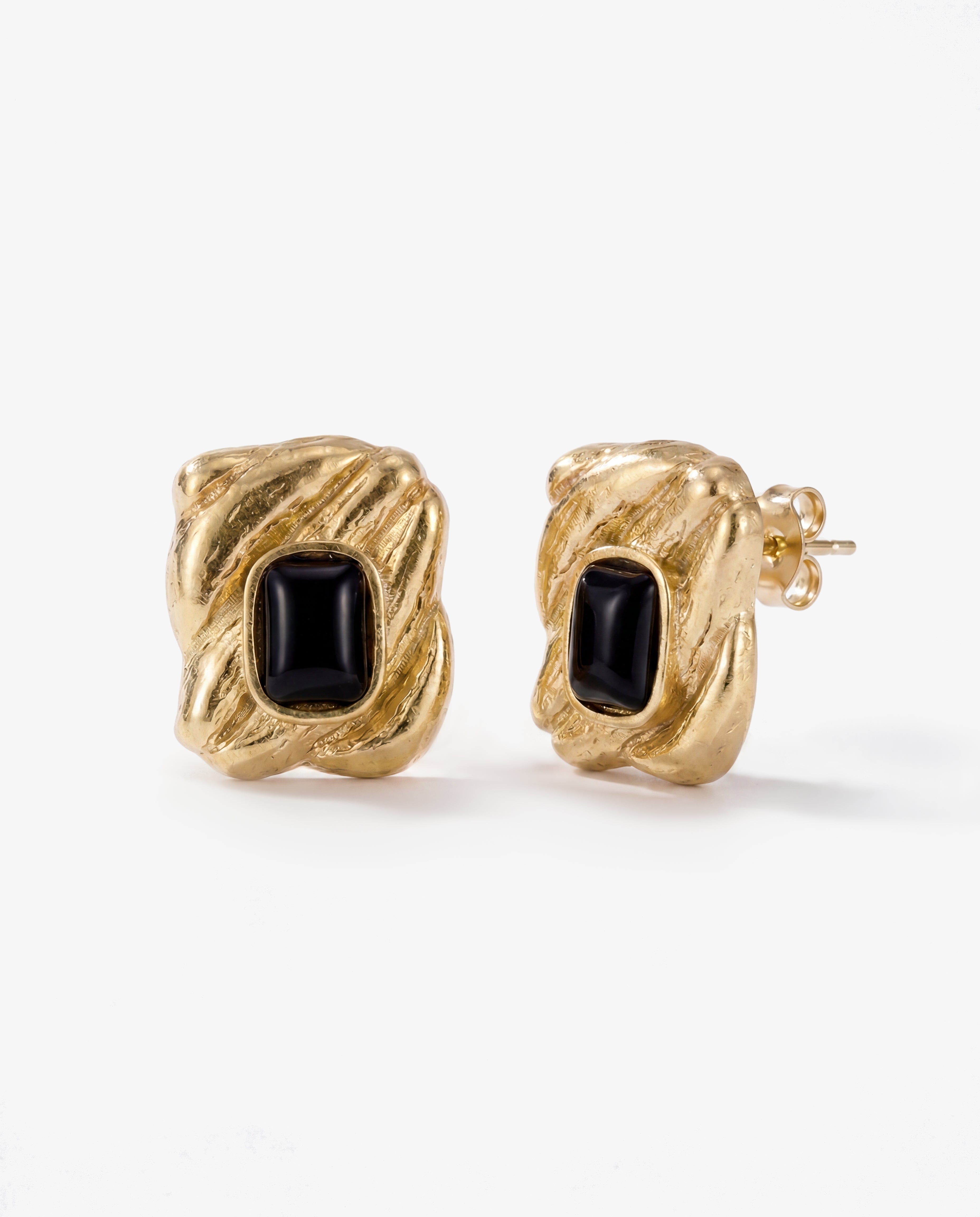 Chunky 14K Gold Molten Wave Stud Earrings
