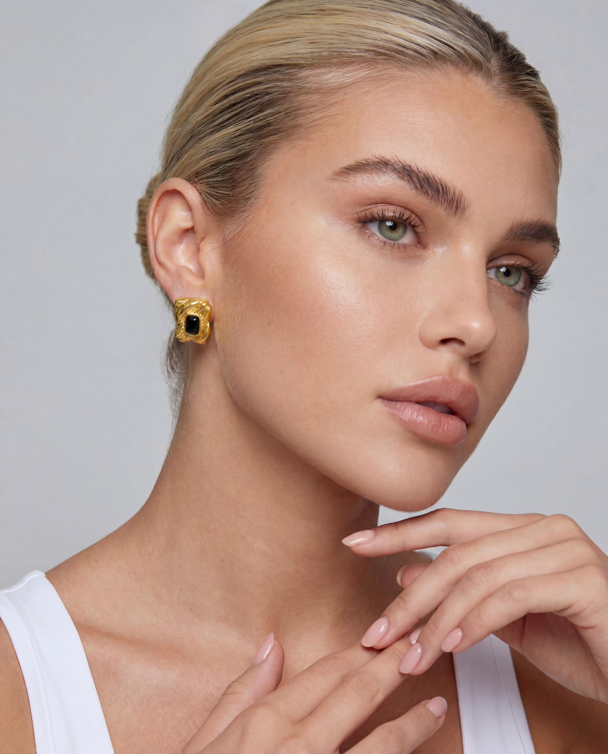 Chunky 14K Gold Molten Wave Stud Earrings