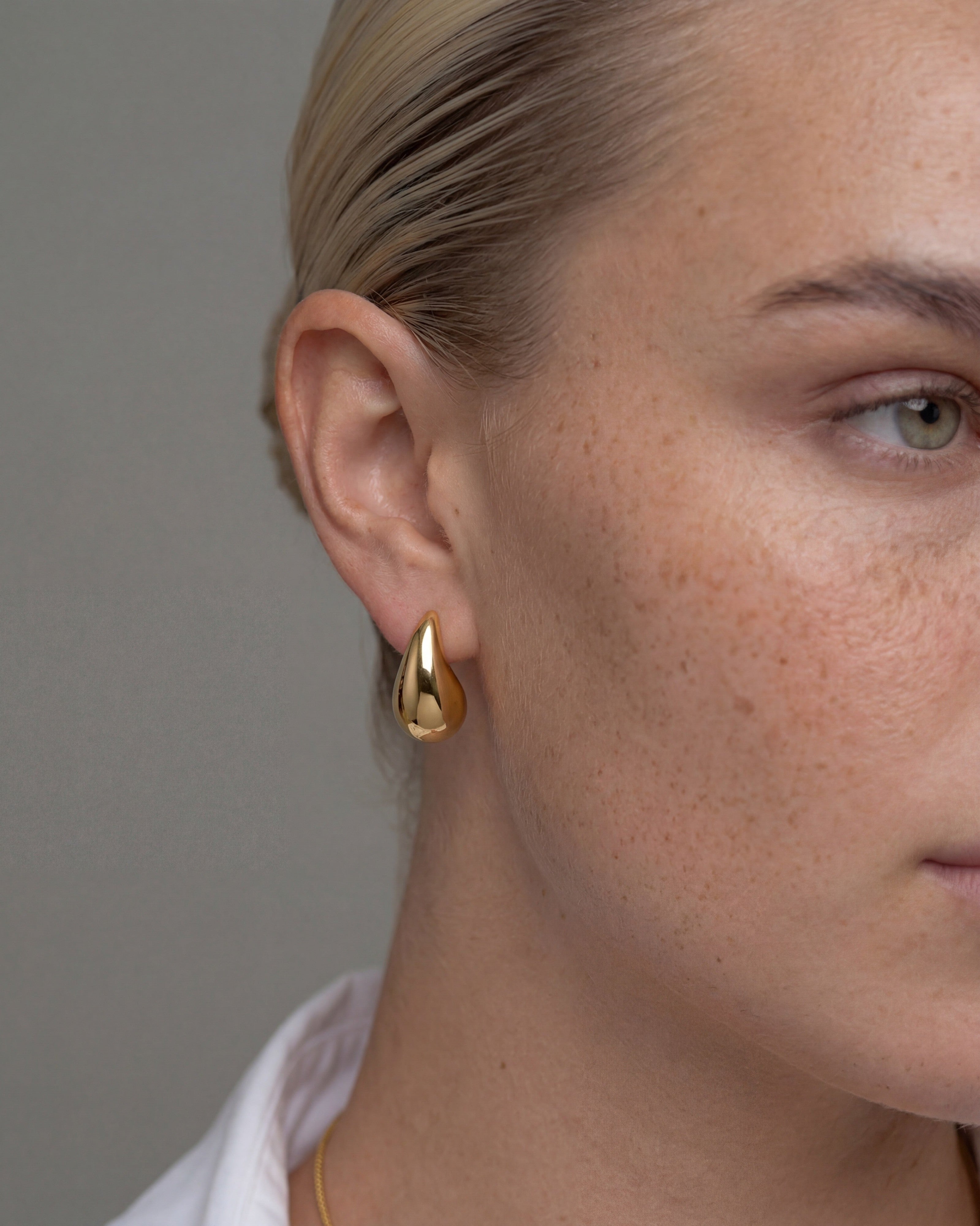 Small Chubby 14K Gold Teardrop Drop Studs