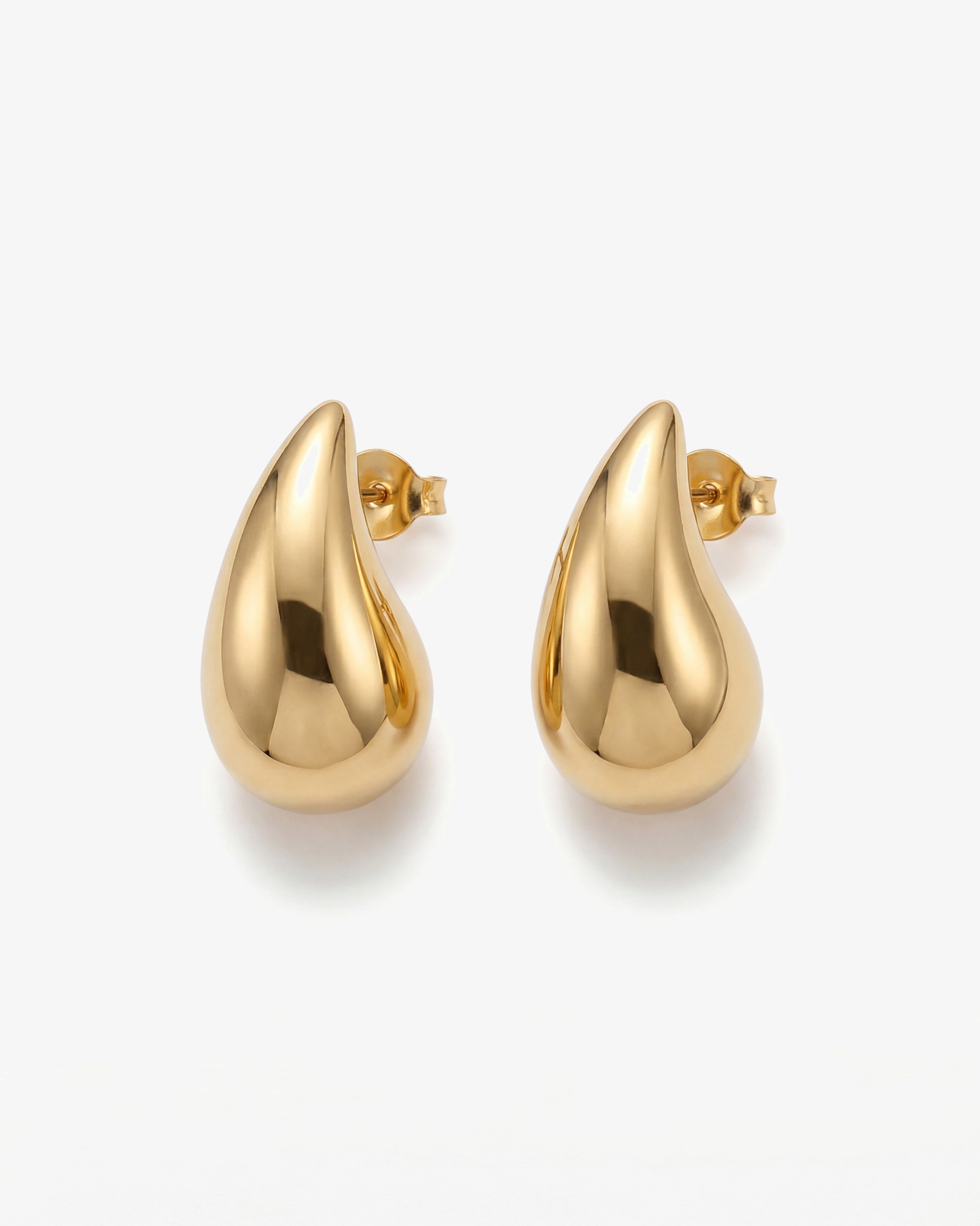 Medium Chubby 14K Gold Teardrop Drop Studs