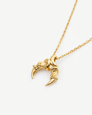 Roped Moment Twisted Horn 14K Gold Pendant Necklace