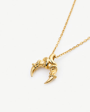 Roped Moment Twisted Horn 14K Gold Pendant Necklace