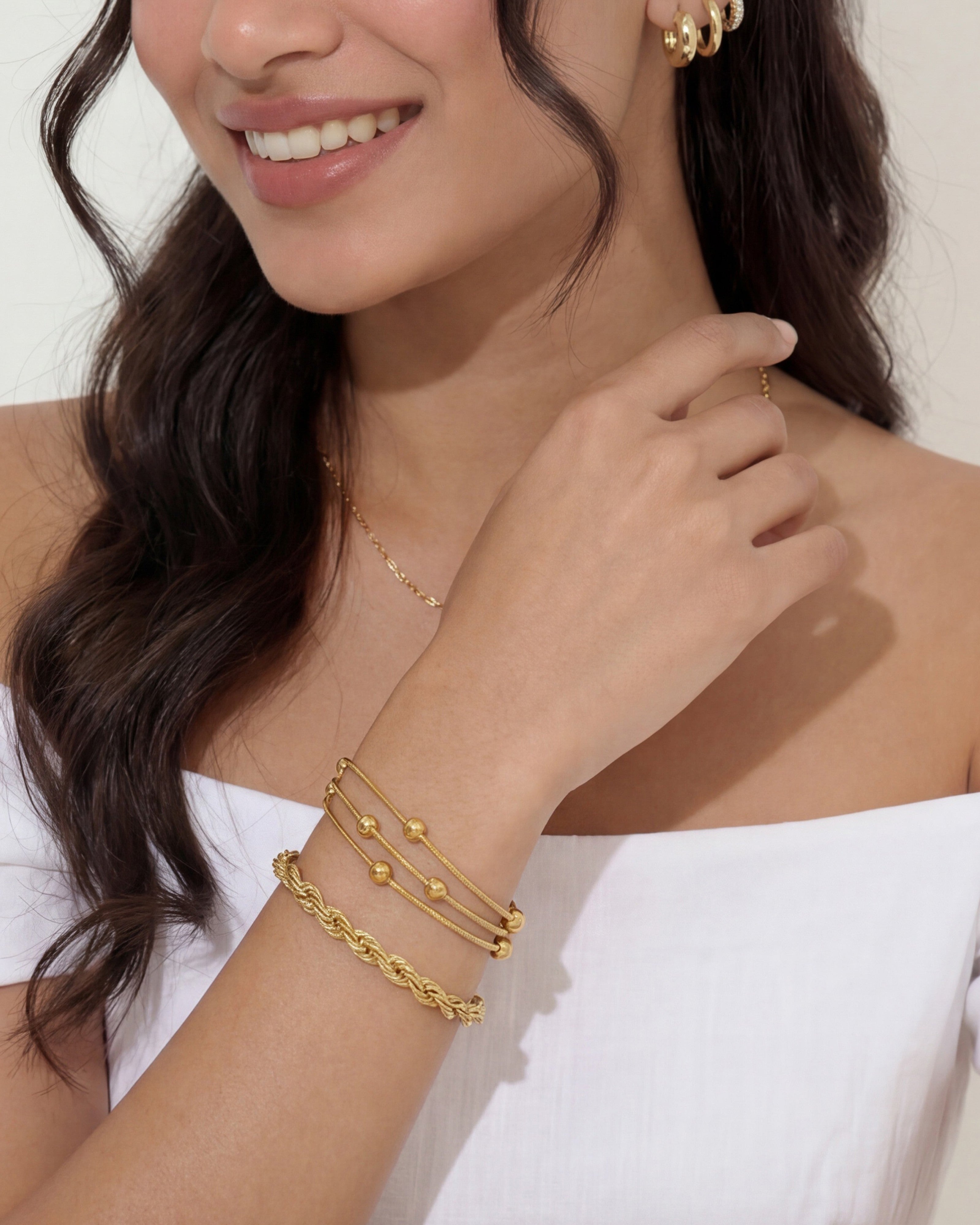 Triple Satellite Chain 14K Gold Link Bracelet